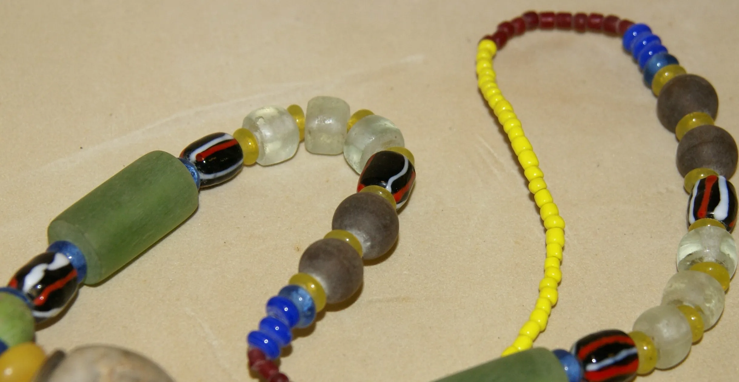 Rare Tribal Ethnic Dayak Iban Tribe Talisman Necklace: Antique Hand Crafted Magical Lukut Sekala , Old Trade Glass Beads, Amber beads, Stone Bead, Chinese Coins, collected in 1980’s Borneo Aristocrat Owner, Indonesia. NB3