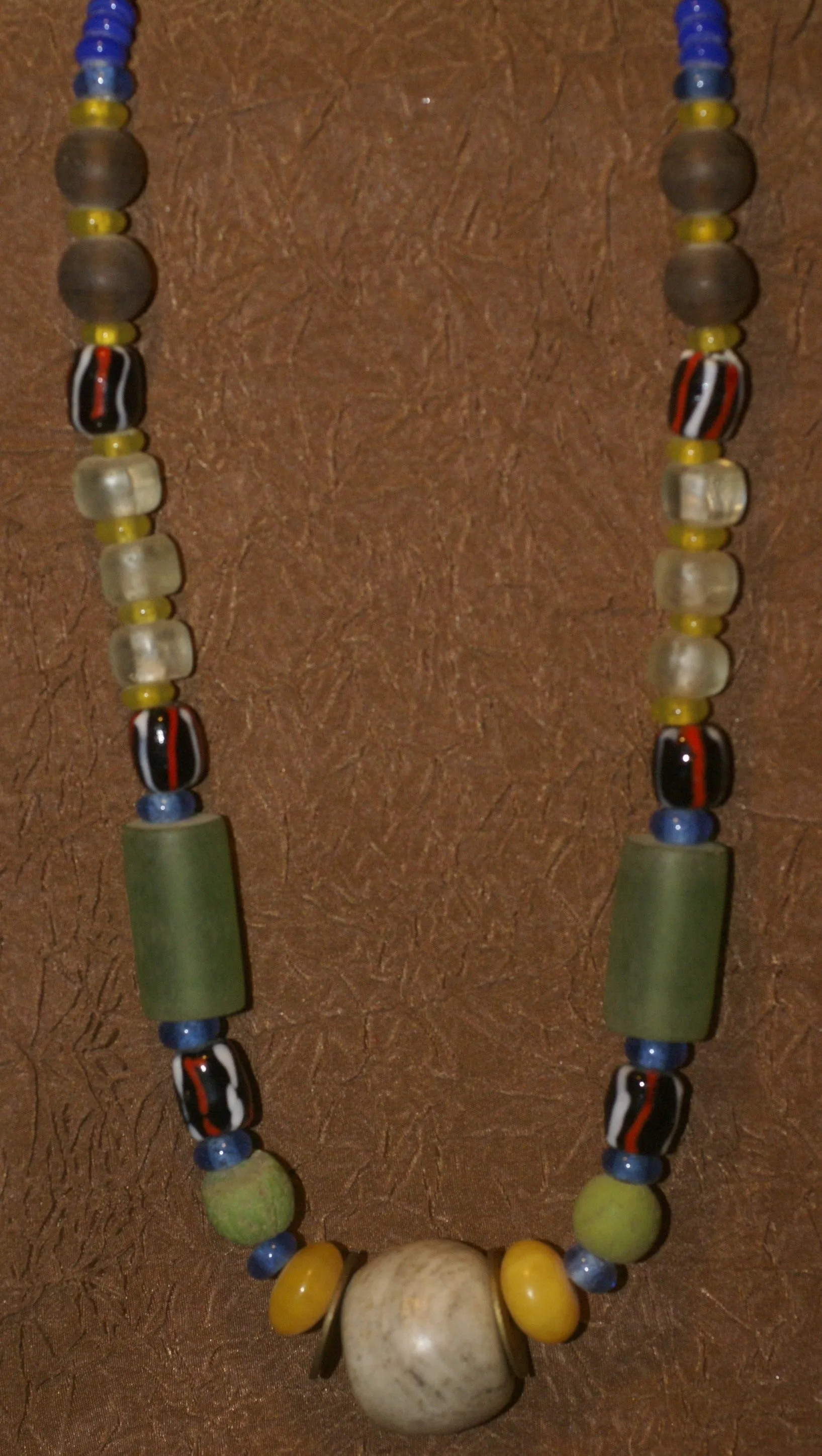 Rare Tribal Ethnic Dayak Iban Tribe Talisman Necklace: Antique Hand Crafted Magical Lukut Sekala , Old Trade Glass Beads, Amber beads, Stone Bead, Chinese Coins, collected in 1980’s Borneo Aristocrat Owner, Indonesia. NB3