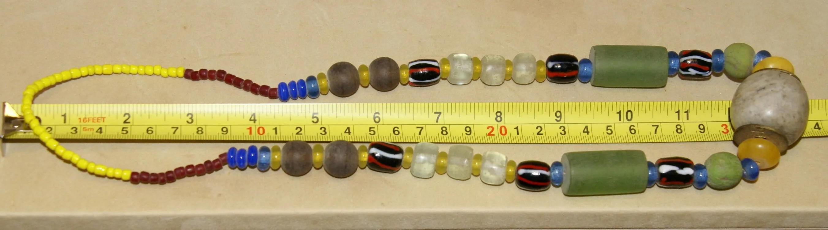 Rare Tribal Ethnic Dayak Iban Tribe Talisman Necklace: Antique Hand Crafted Magical Lukut Sekala , Old Trade Glass Beads, Amber beads, Stone Bead, Chinese Coins, collected in 1980’s Borneo Aristocrat Owner, Indonesia. NB3