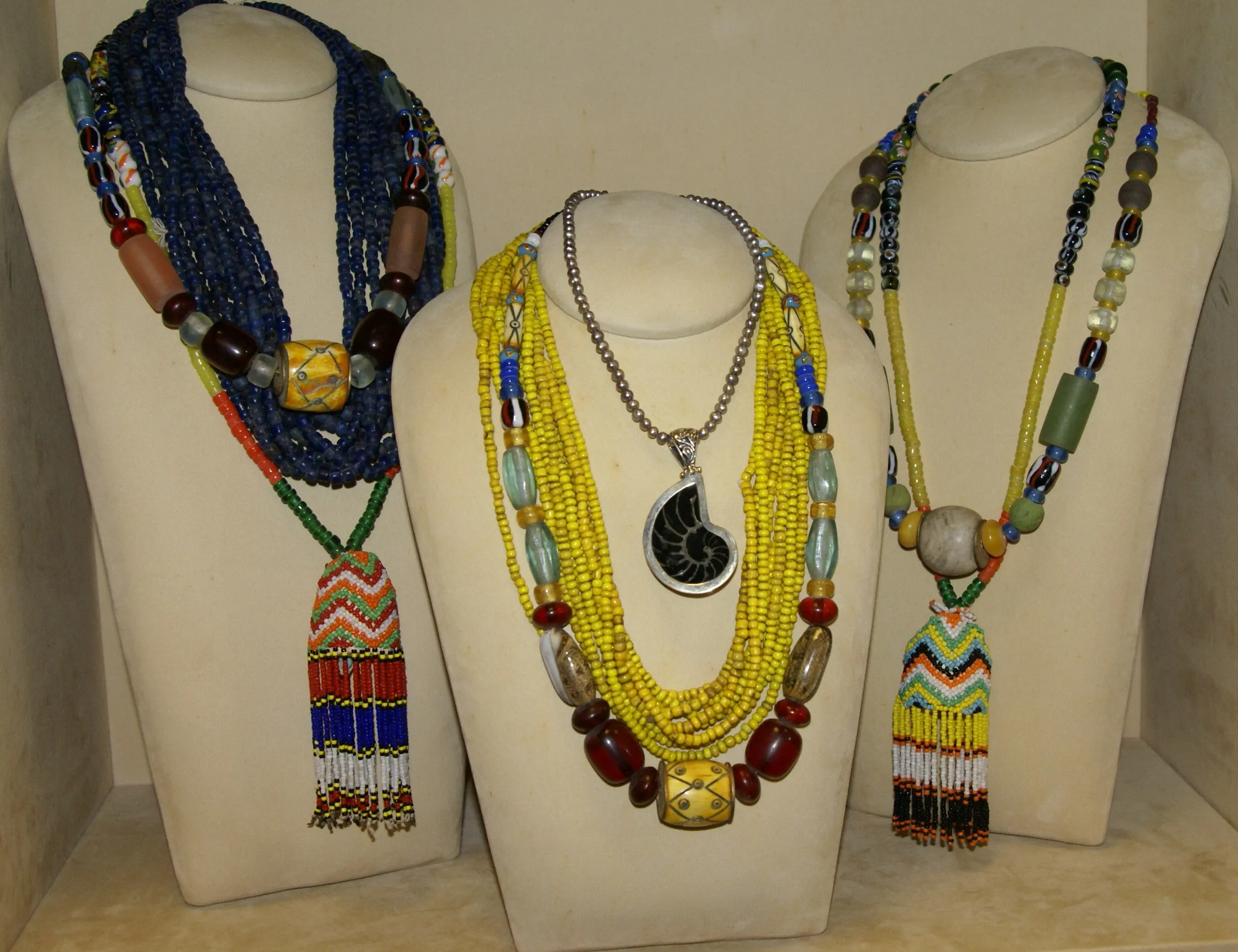 Rare Tribal Ethnic Dayak Iban Tribe Talisman Necklace: Antique Hand Crafted Magical Lukut Sekala , Old Trade Glass Beads, Amber beads, Stone Bead, Chinese Coins, collected in 1980’s Borneo Aristocrat Owner, Indonesia. NB3