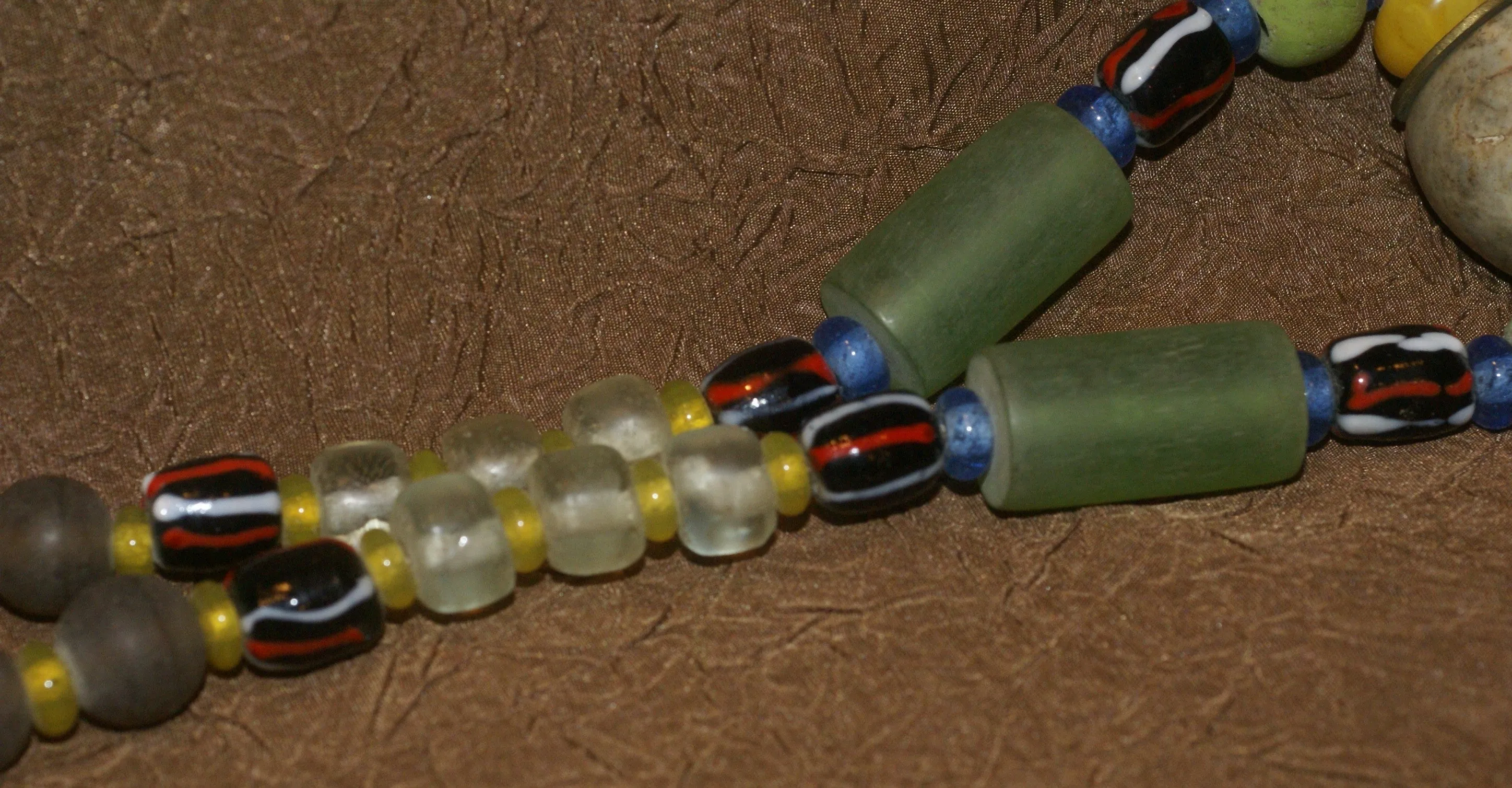 Rare Tribal Ethnic Dayak Iban Tribe Talisman Necklace: Antique Hand Crafted Magical Lukut Sekala , Old Trade Glass Beads, Amber beads, Stone Bead, Chinese Coins, collected in 1980’s Borneo Aristocrat Owner, Indonesia. NB3