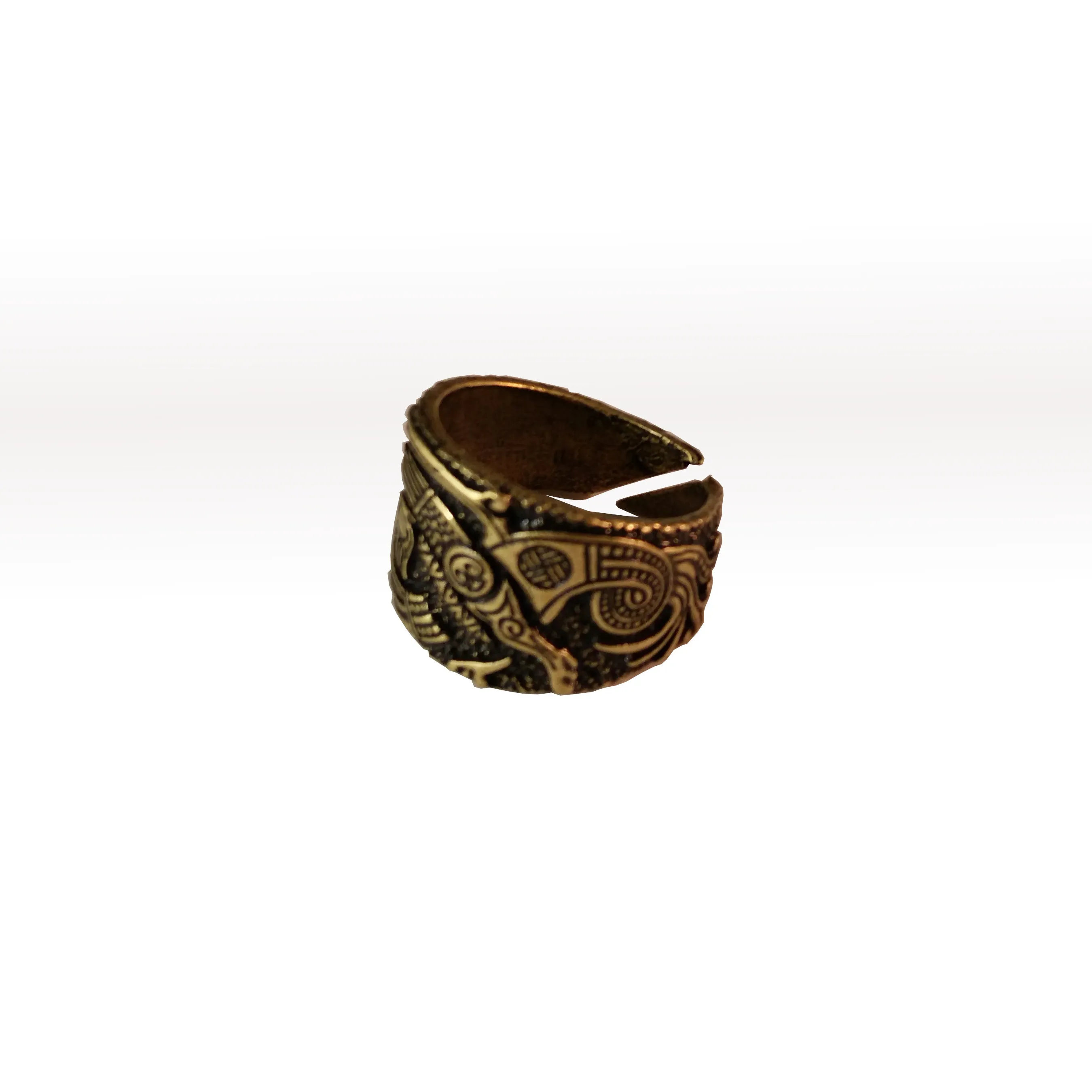 Raven Ring Bronze Viking Celtic Knot Work