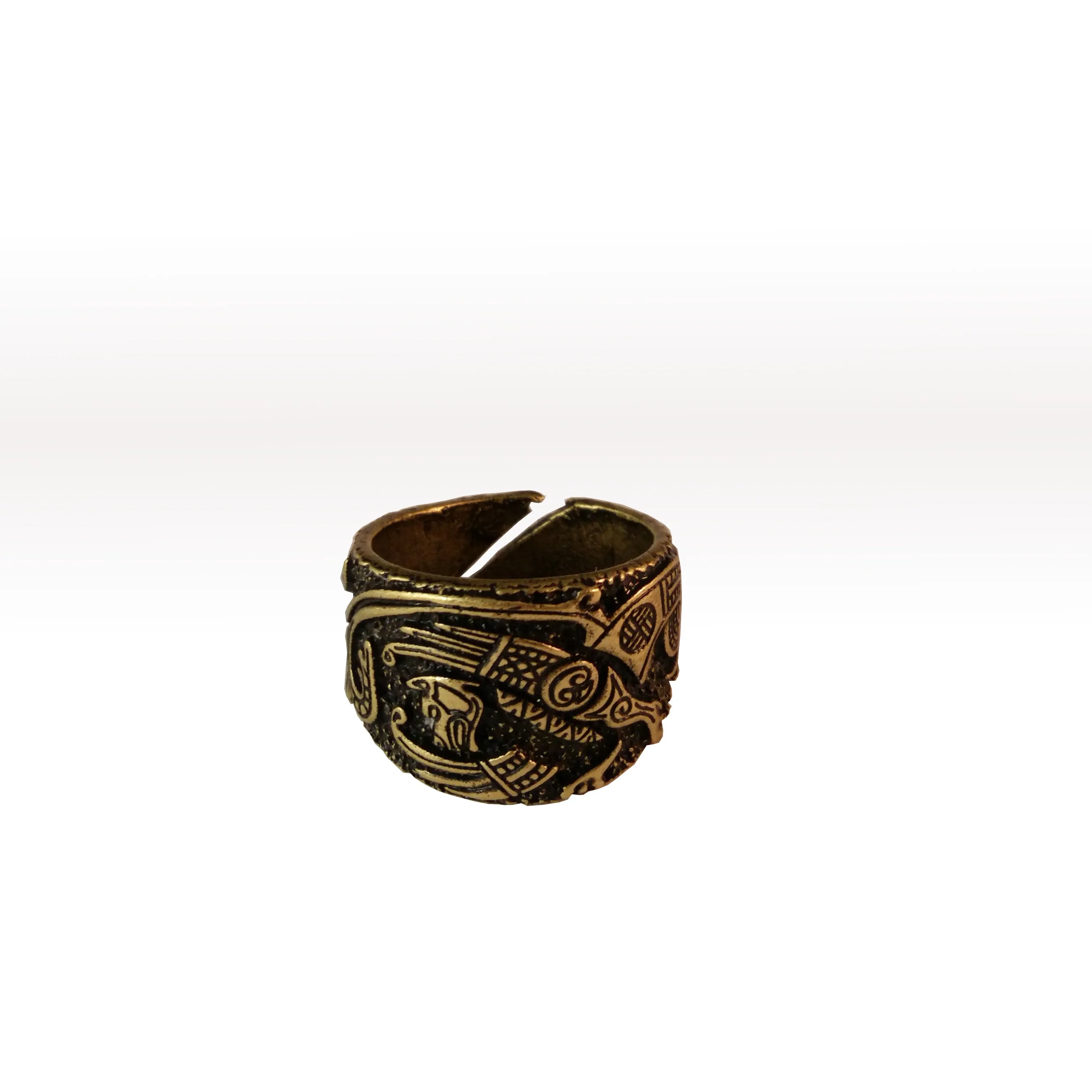 Raven Ring Bronze Viking Celtic Knot Work