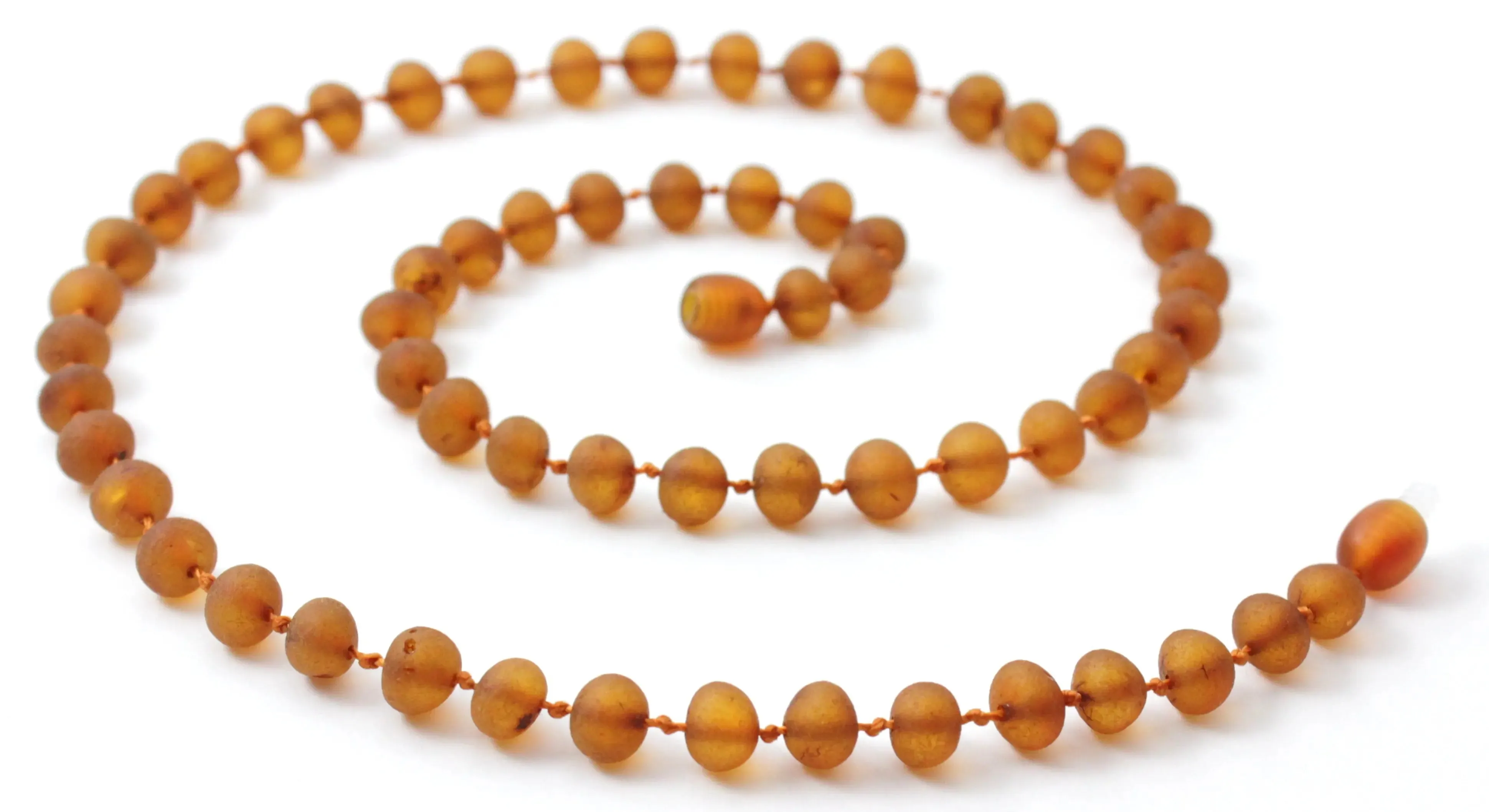 Raw Baltic Amber Necklace for Adults Cognac Brown Color