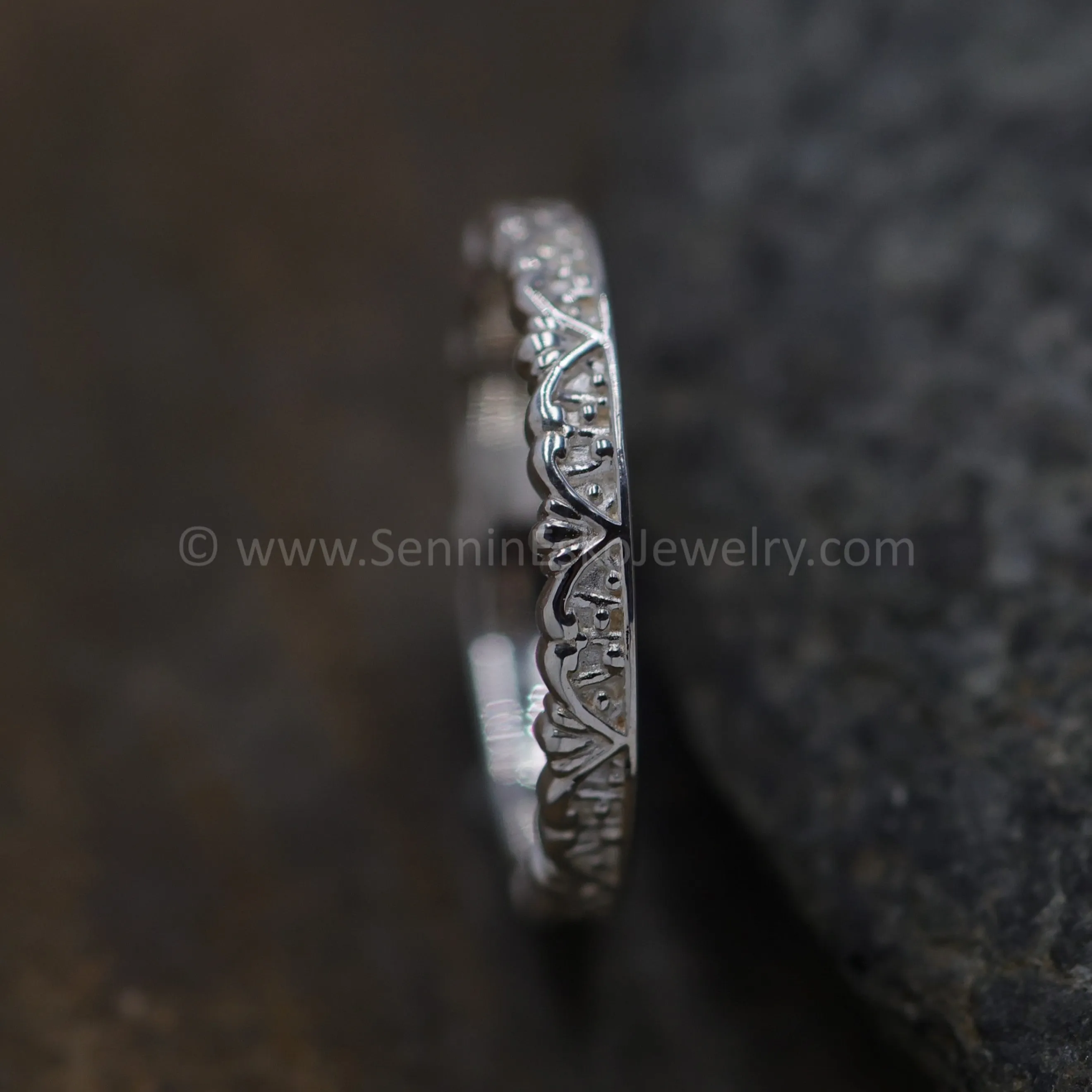 READY TO SHIP Silver Floral/Scroll Stacking Ring, Size 6.5