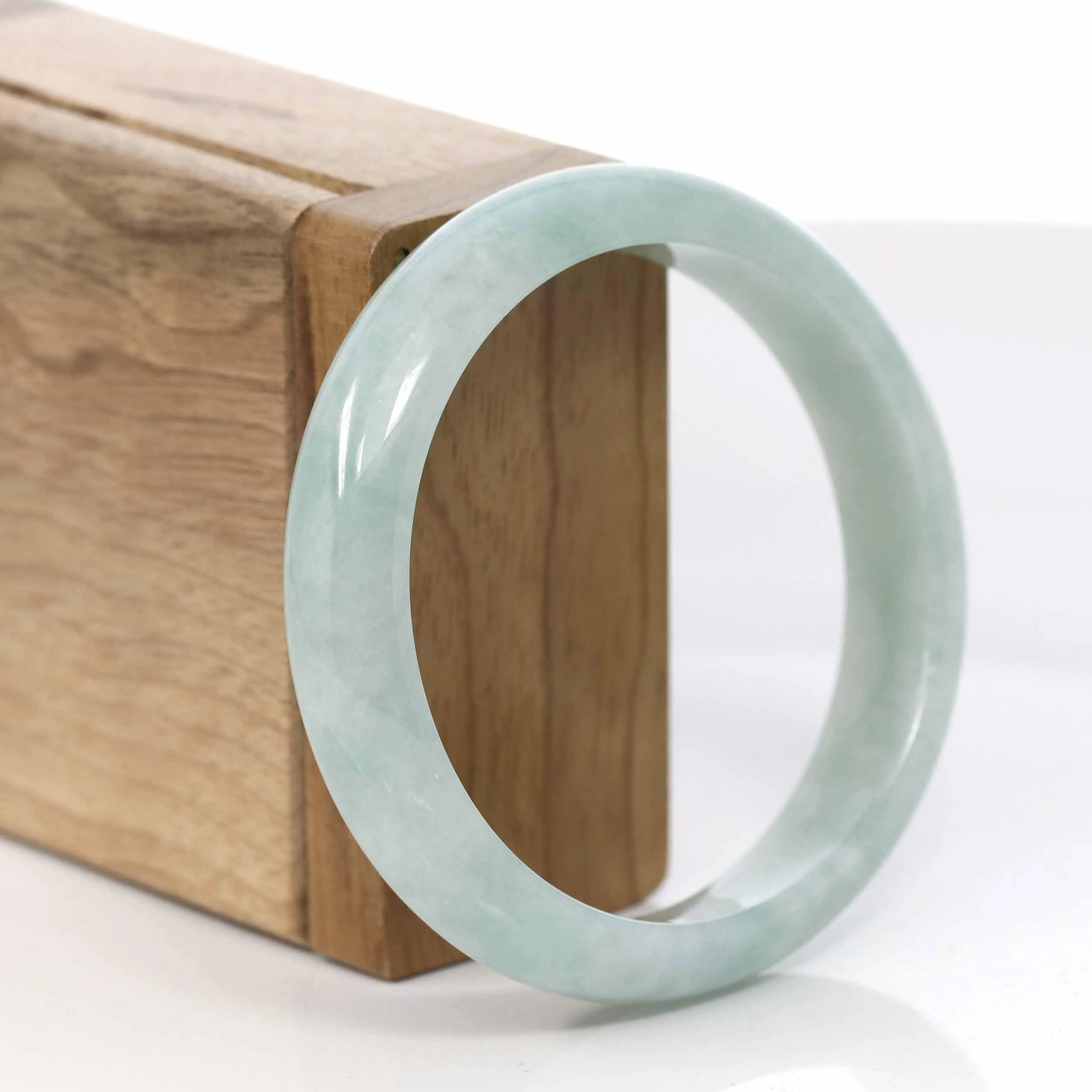 RealJade® Co. "Classic Bangle" Genuine Burmese Green Jadeite Jade Bangle Bracelet (57.05 mm) #427