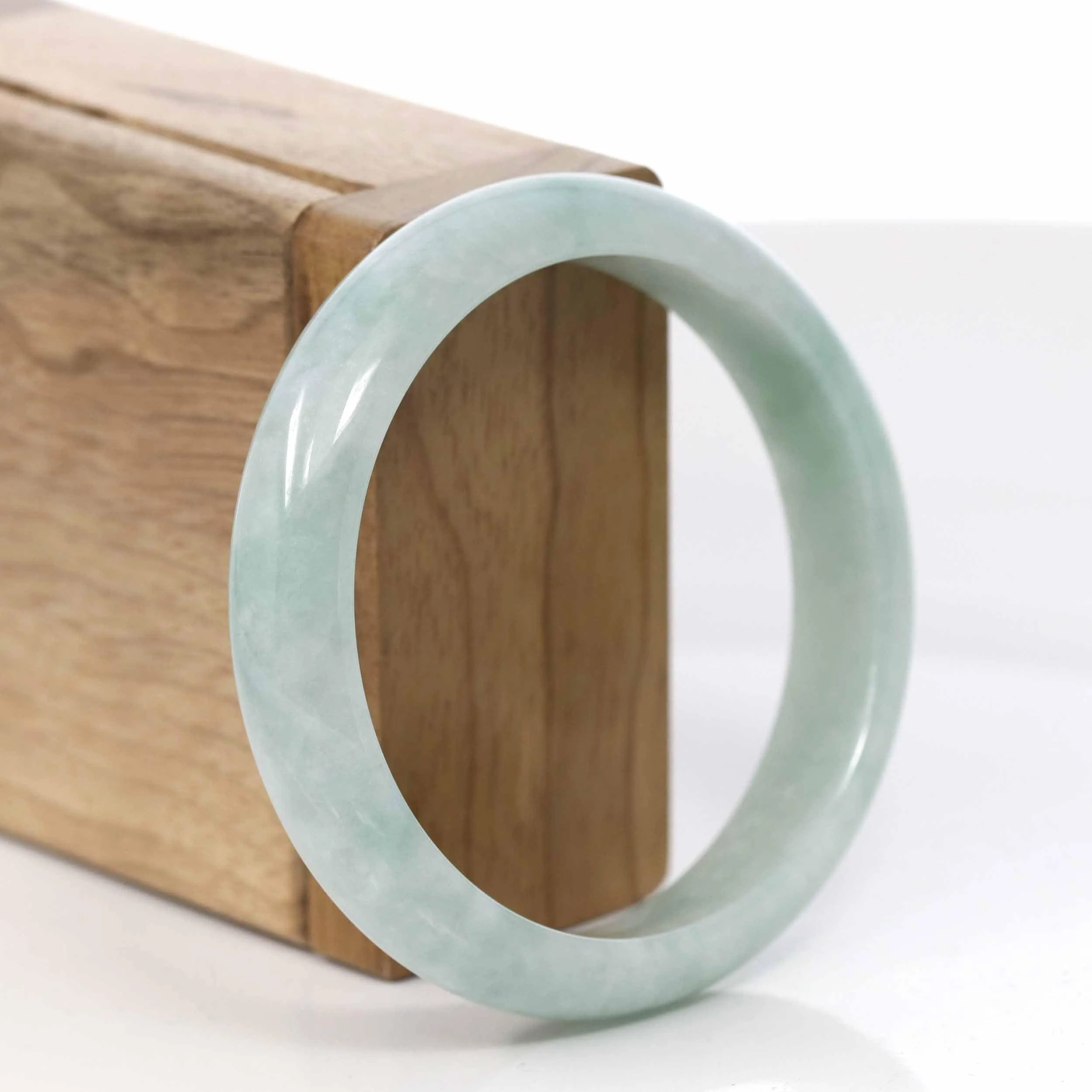 RealJade® Co. "Classic Bangle" Genuine Burmese Green Jadeite Jade Bangle Bracelet (57.05 mm) #427