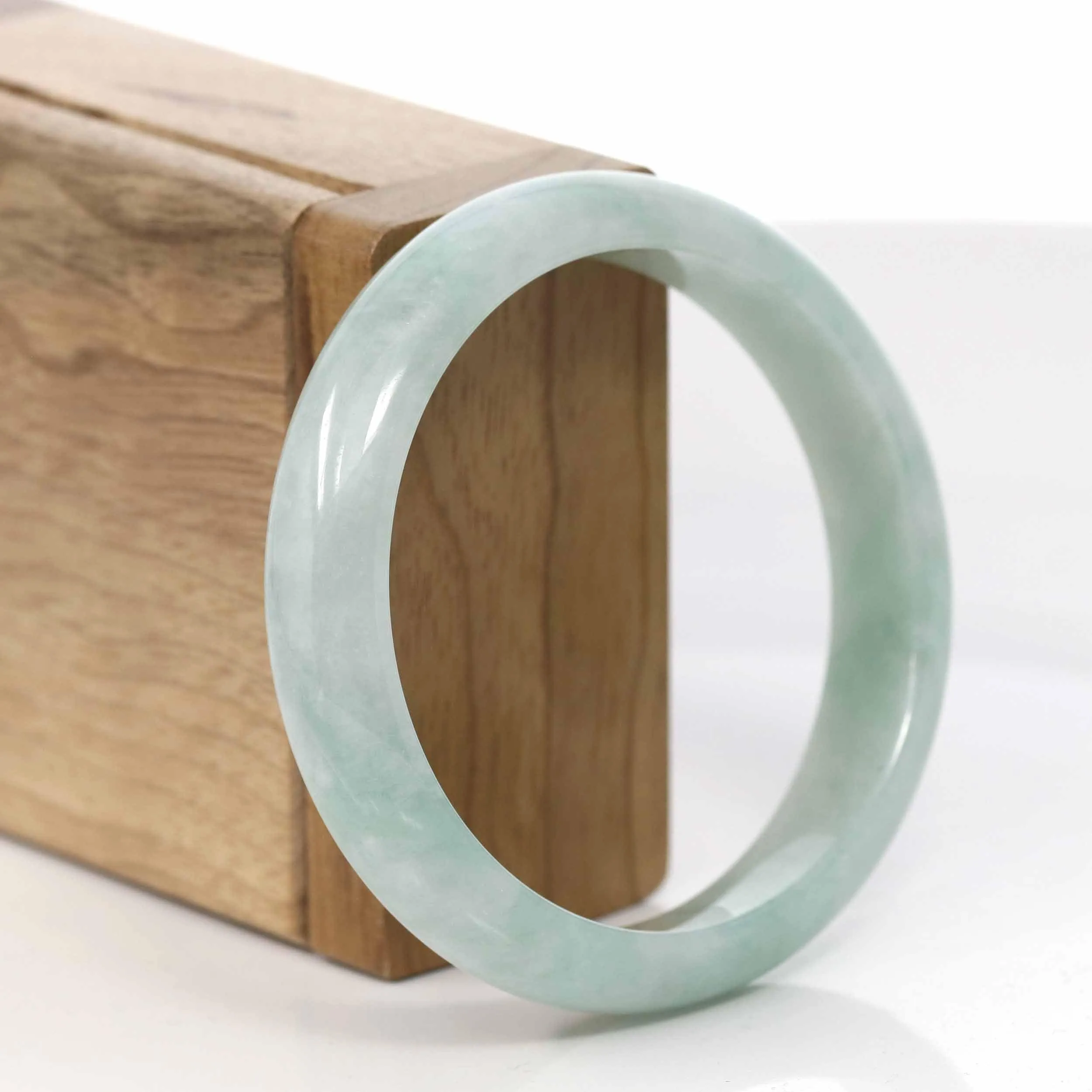 RealJade® Co. "Classic Bangle" Genuine Burmese Green Jadeite Jade Bangle Bracelet (57.05 mm) #427