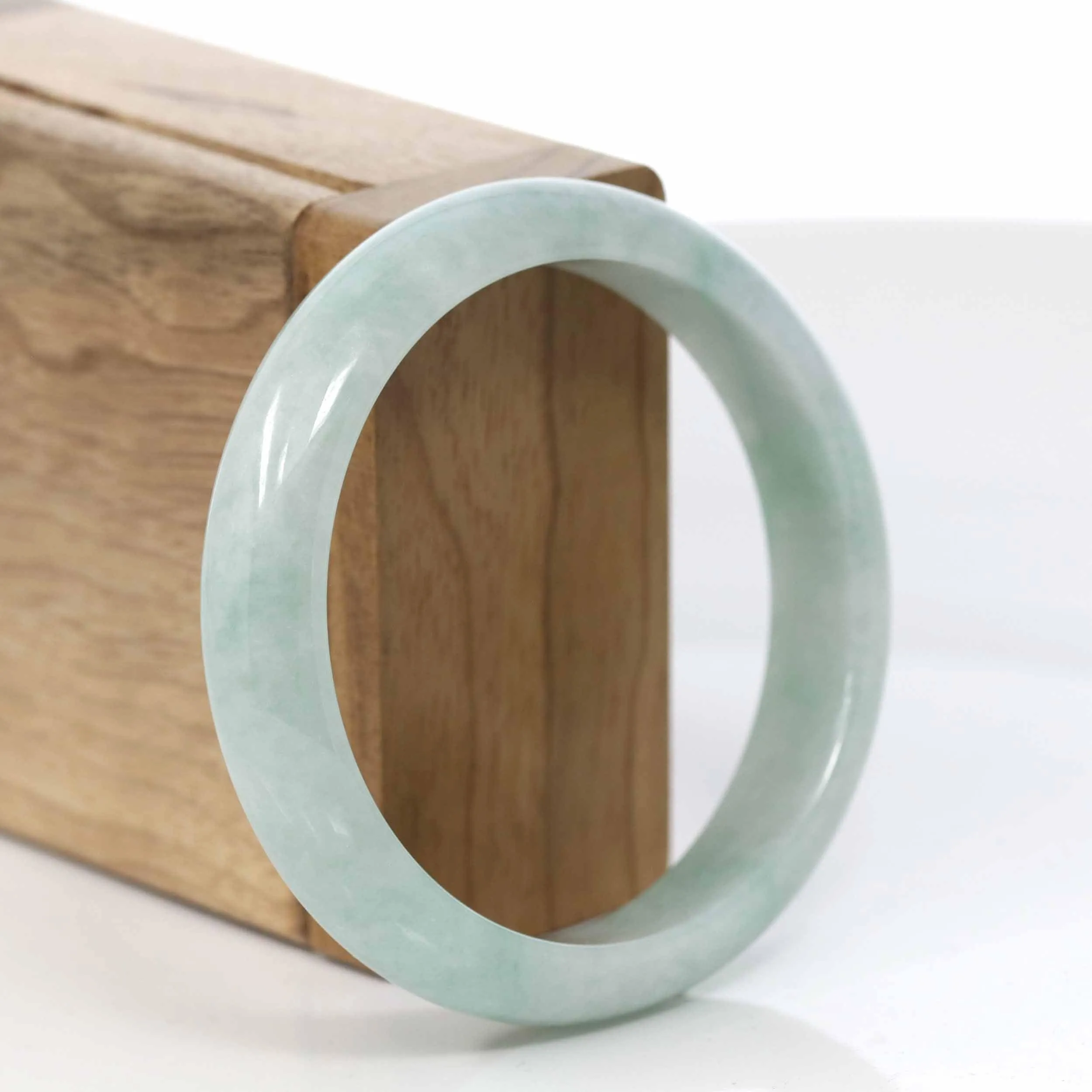 RealJade® Co. "Classic Bangle" Genuine Burmese Green Jadeite Jade Bangle Bracelet (57.05 mm) #427
