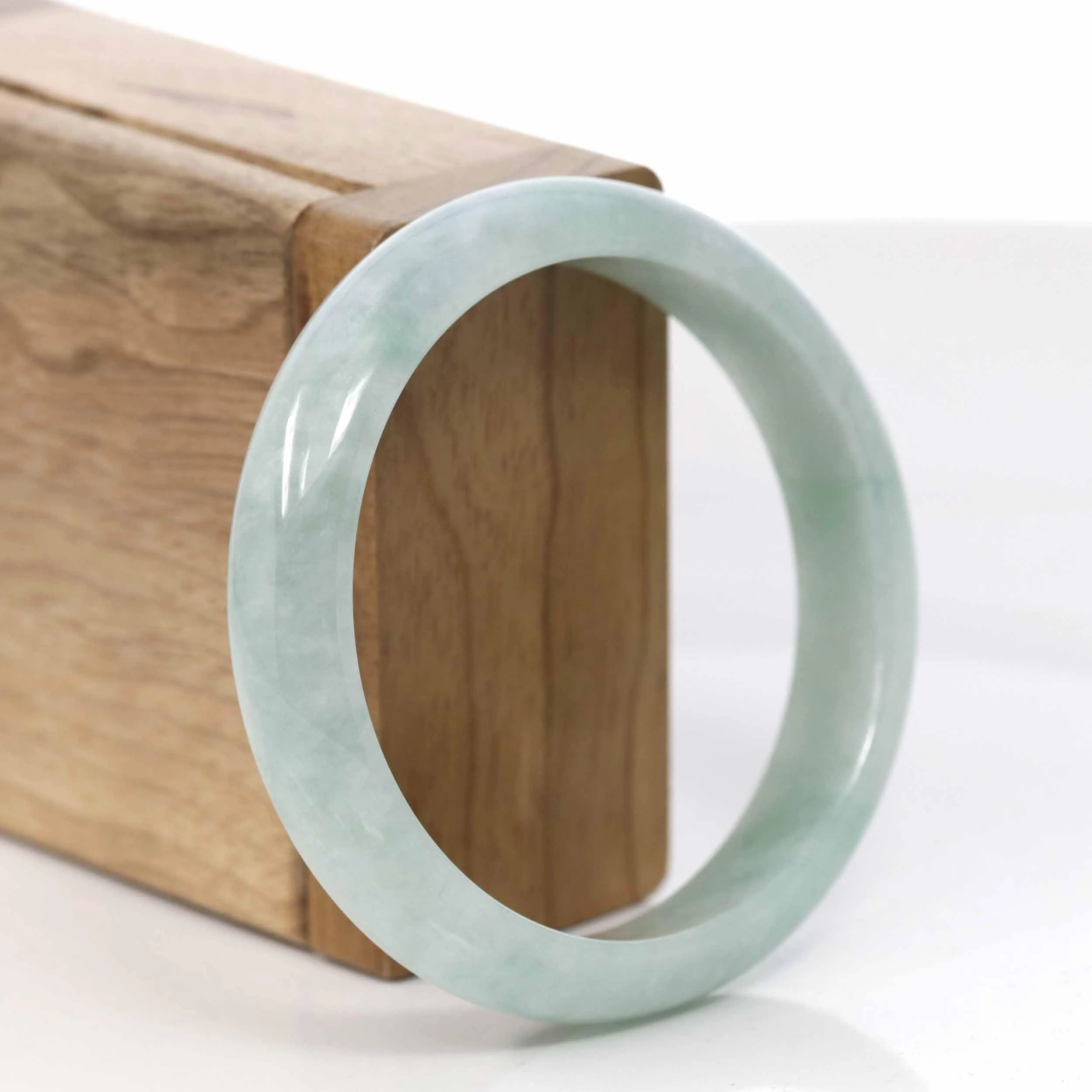 RealJade® Co. "Classic Bangle" Genuine Burmese Green Jadeite Jade Bangle Bracelet (57.05 mm) #427