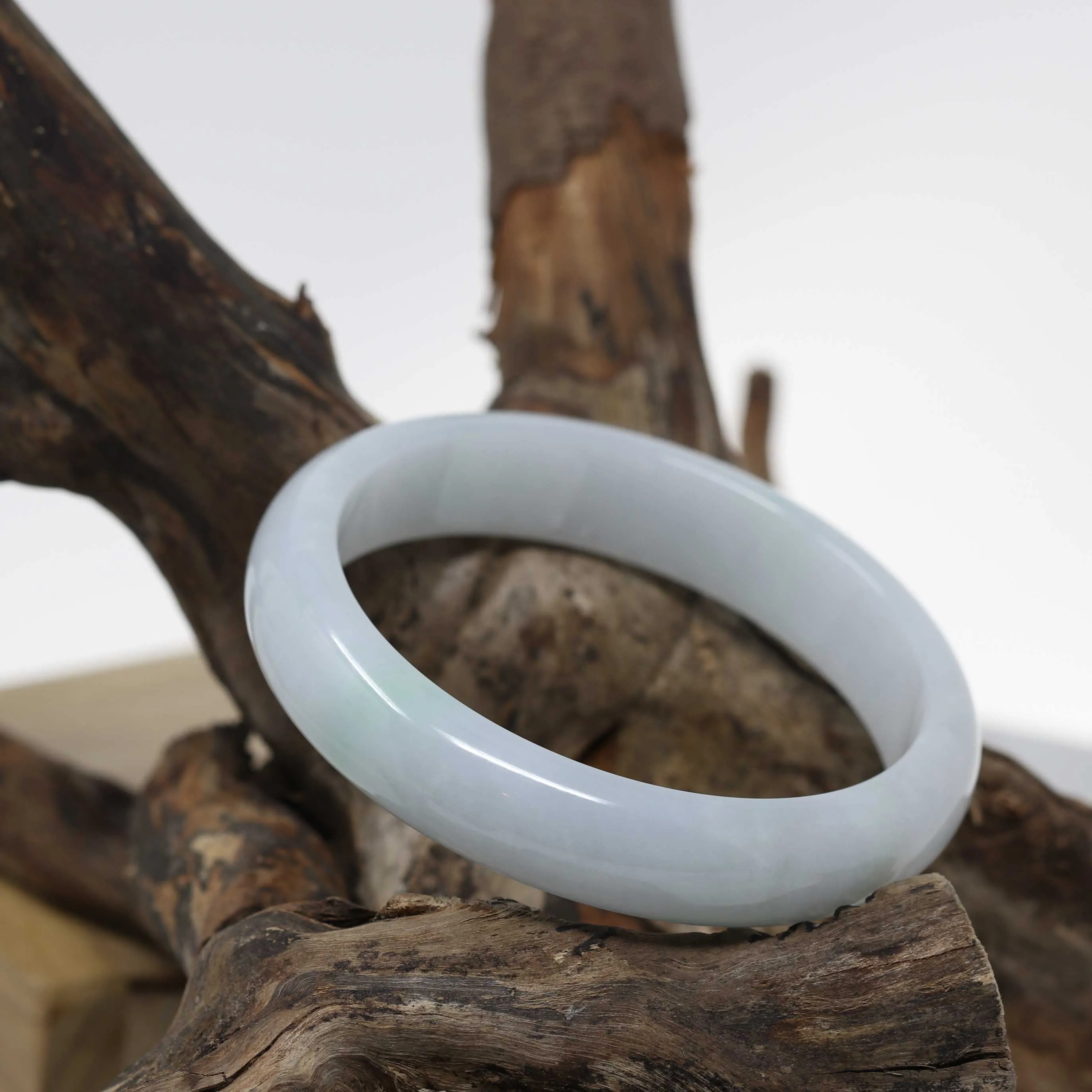 RealJade® "Classic Bangle" Genuine Burmese Green Jadeite Jade Bangle Bracelet (59.6mm) #521