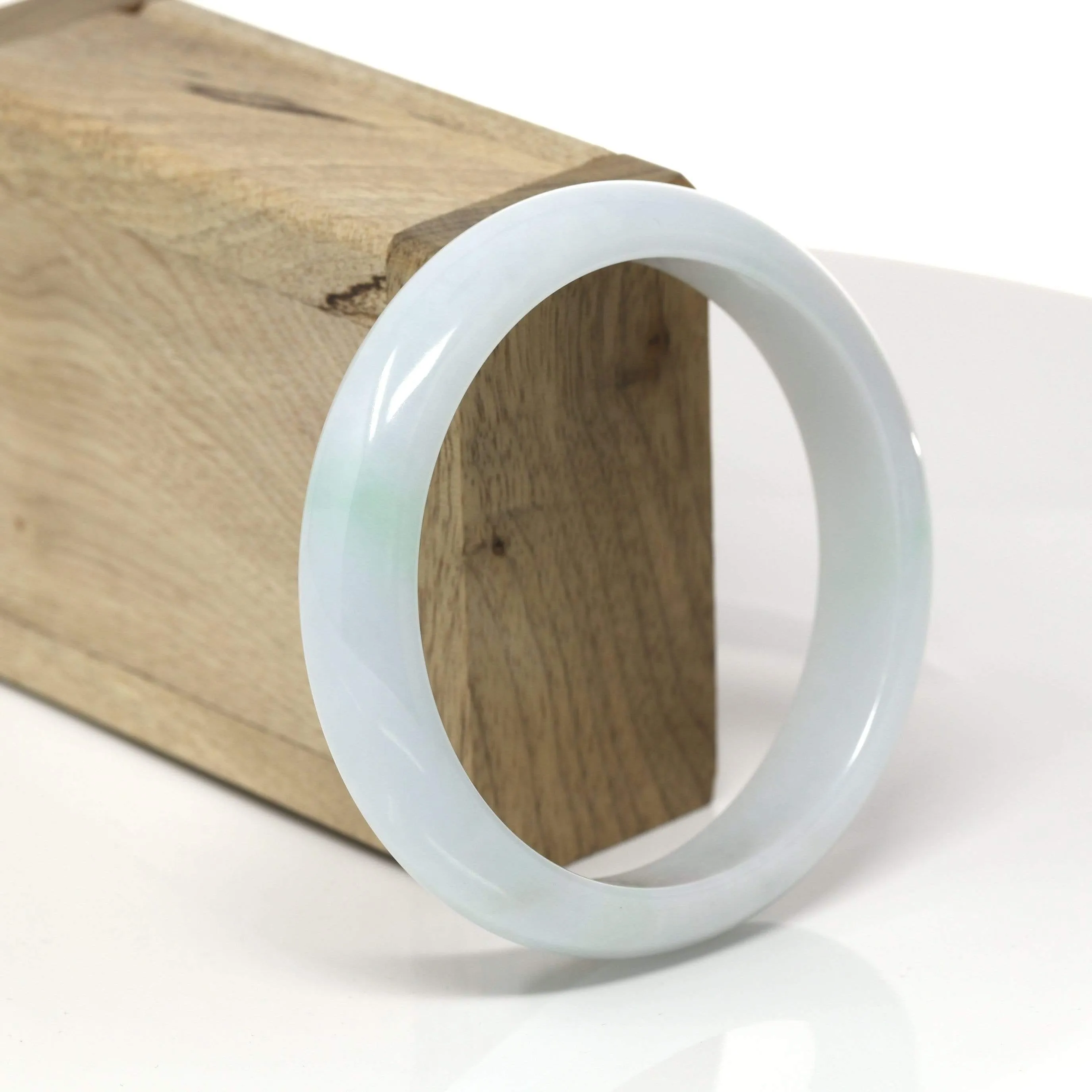 RealJade® "Classic Bangle" Genuine Burmese Green Jadeite Jade Bangle Bracelet (59.6mm) #521