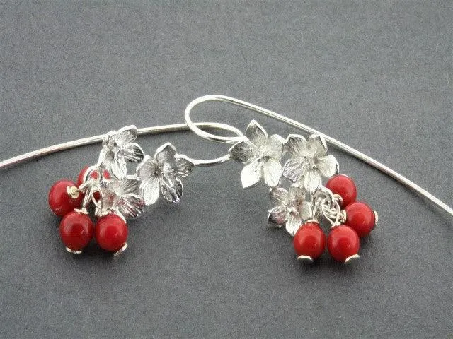 red coral verbena earrings