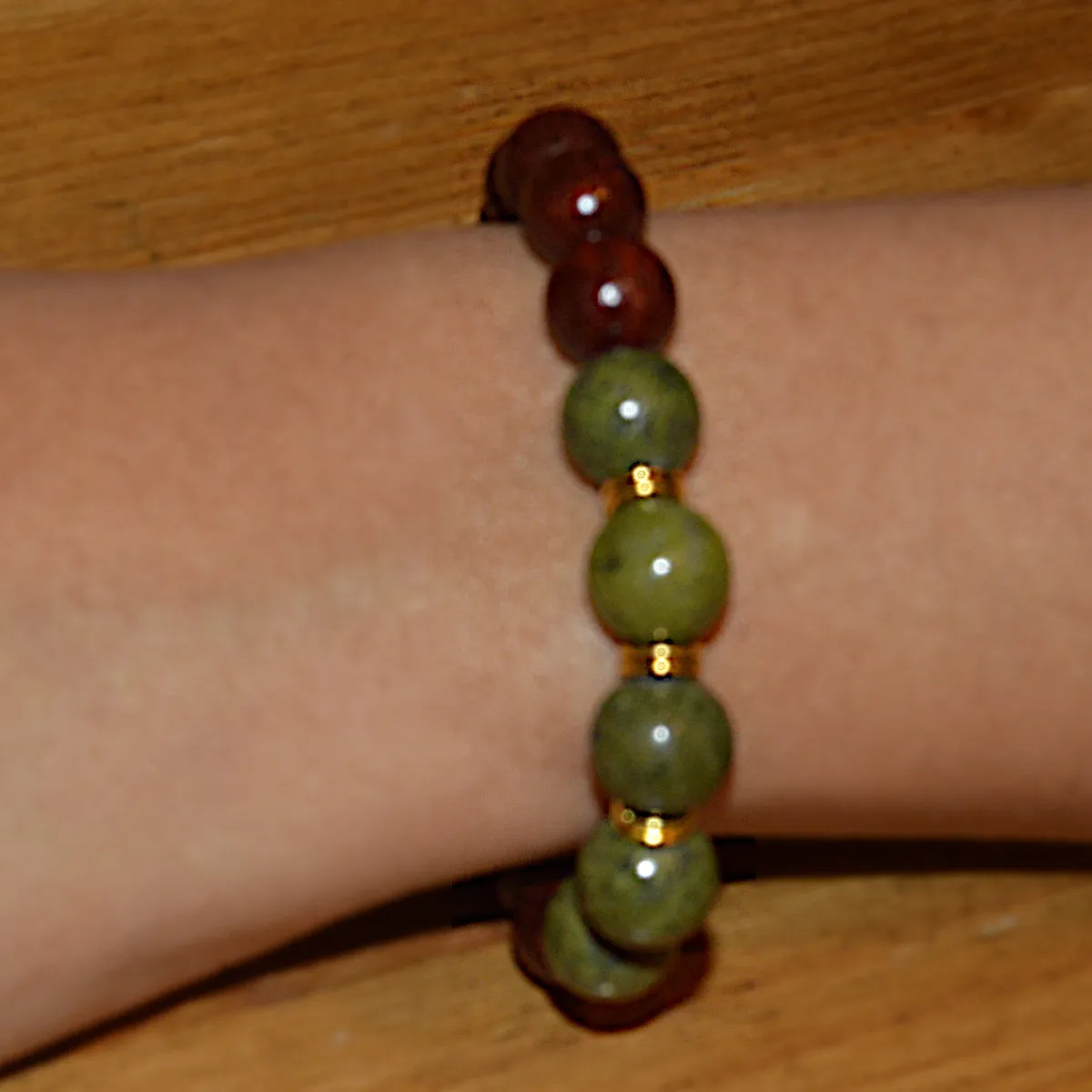 Red Sandalwood with Green Jade Bracelet