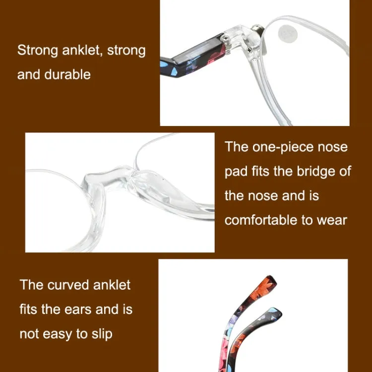 Retro Flexible Durable Portability HD Presbyopic Glasses  150(Beanflower)