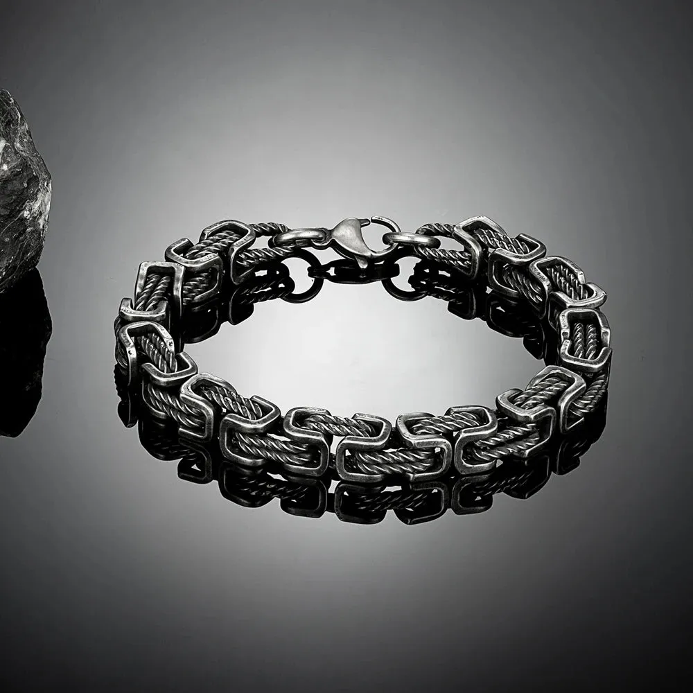 Retro Oxidized 316L Stainless Steel Link Chain Bracelet