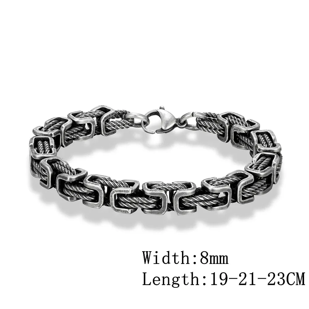 Retro Oxidized 316L Stainless Steel Link Chain Bracelet