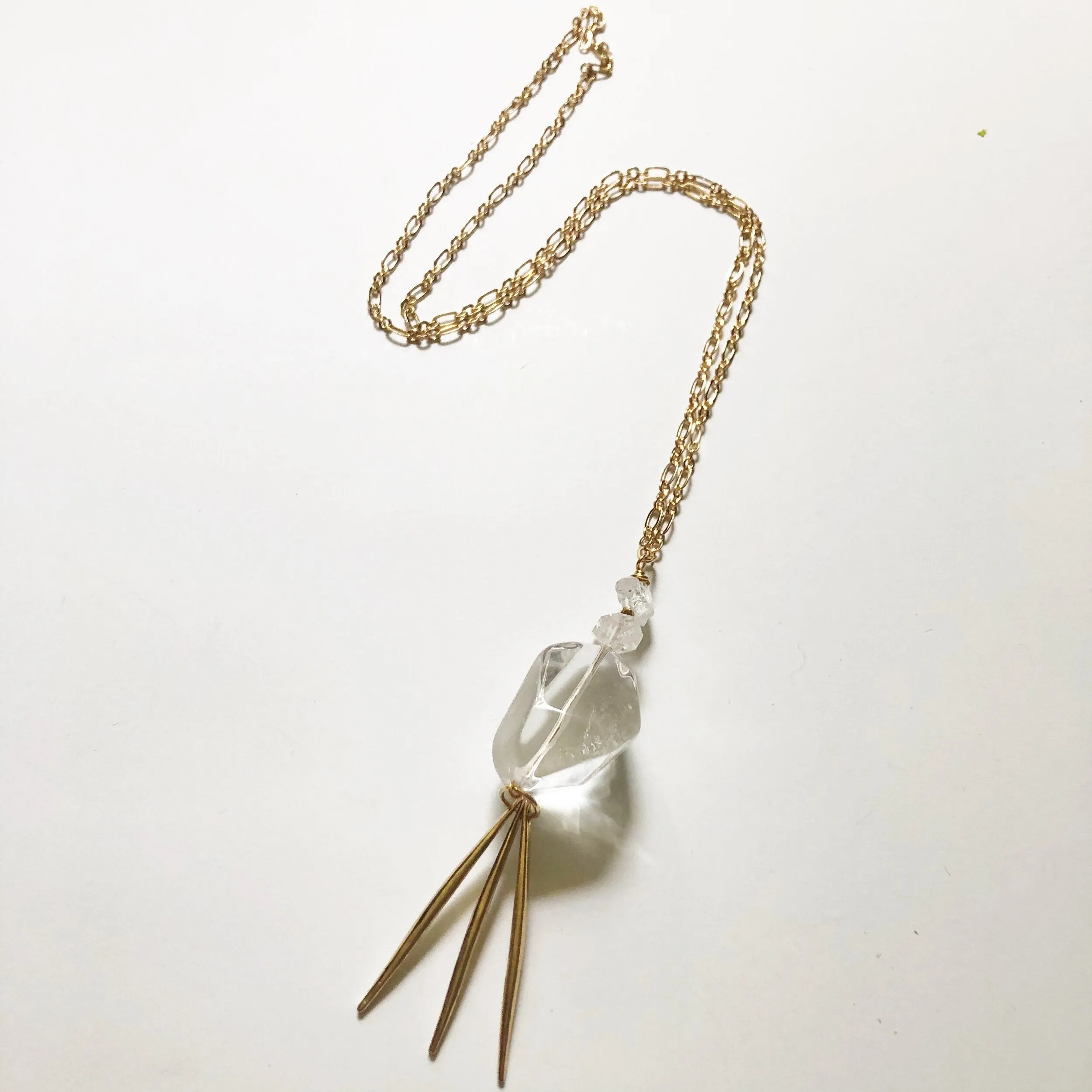 Ripple- Clear Quartz Dagger Statement Necklace (27 inch)