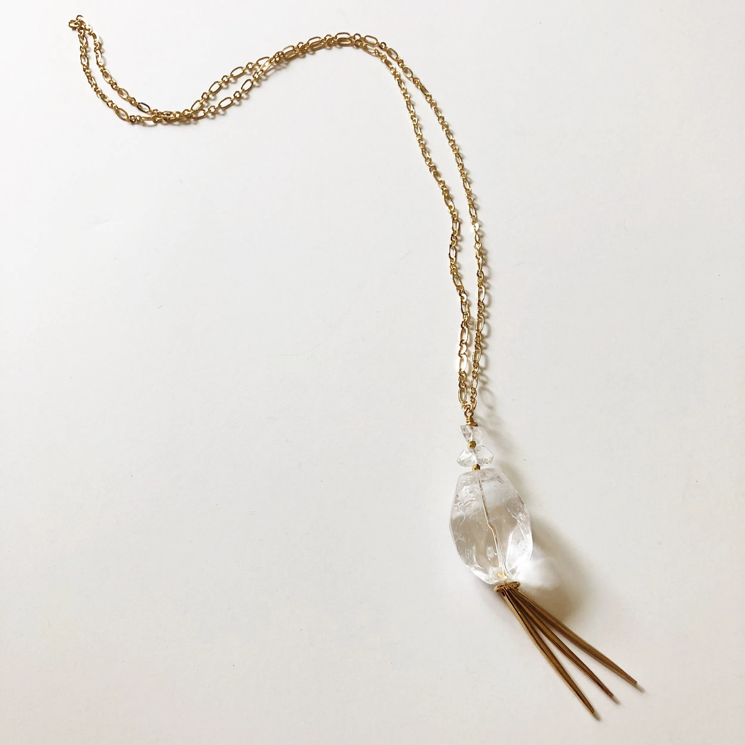 Ripple- Clear Quartz Dagger Statement Necklace (27 inch)
