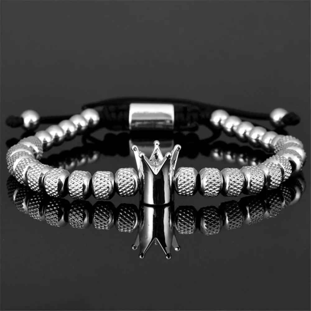 Roman Numeral Royal Crown Bracelet Set