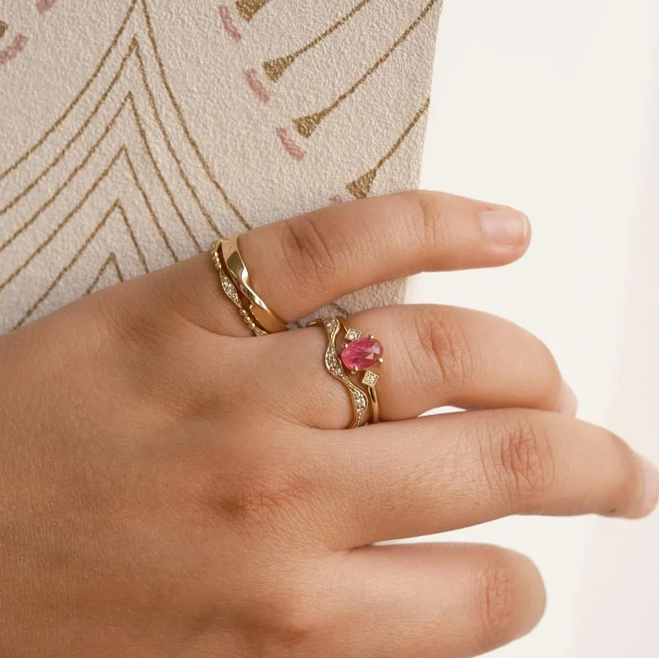 Rose Cut Oval Ruby Square Deco Ring (ready to ship option)*
