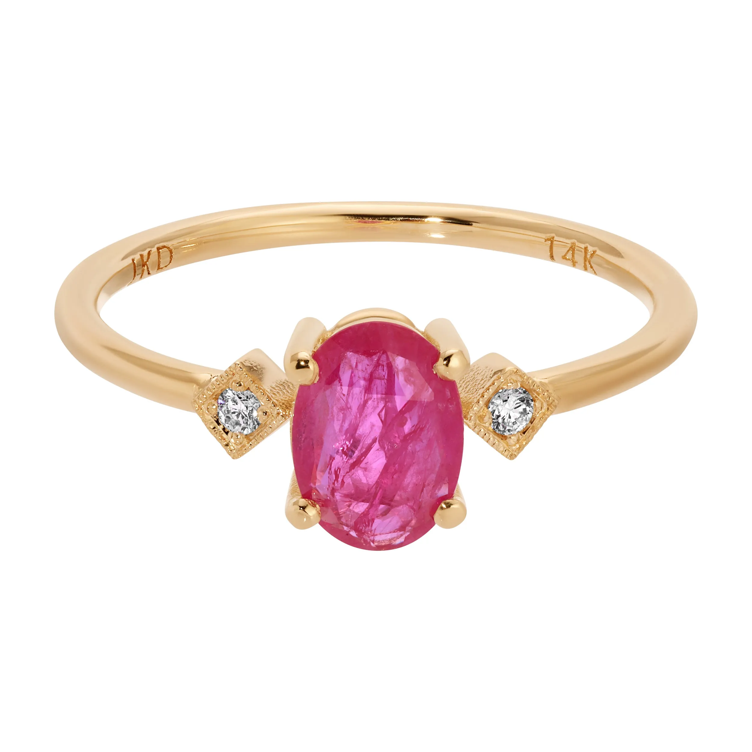 Rose Cut Oval Ruby Square Deco Ring (ready to ship option)*