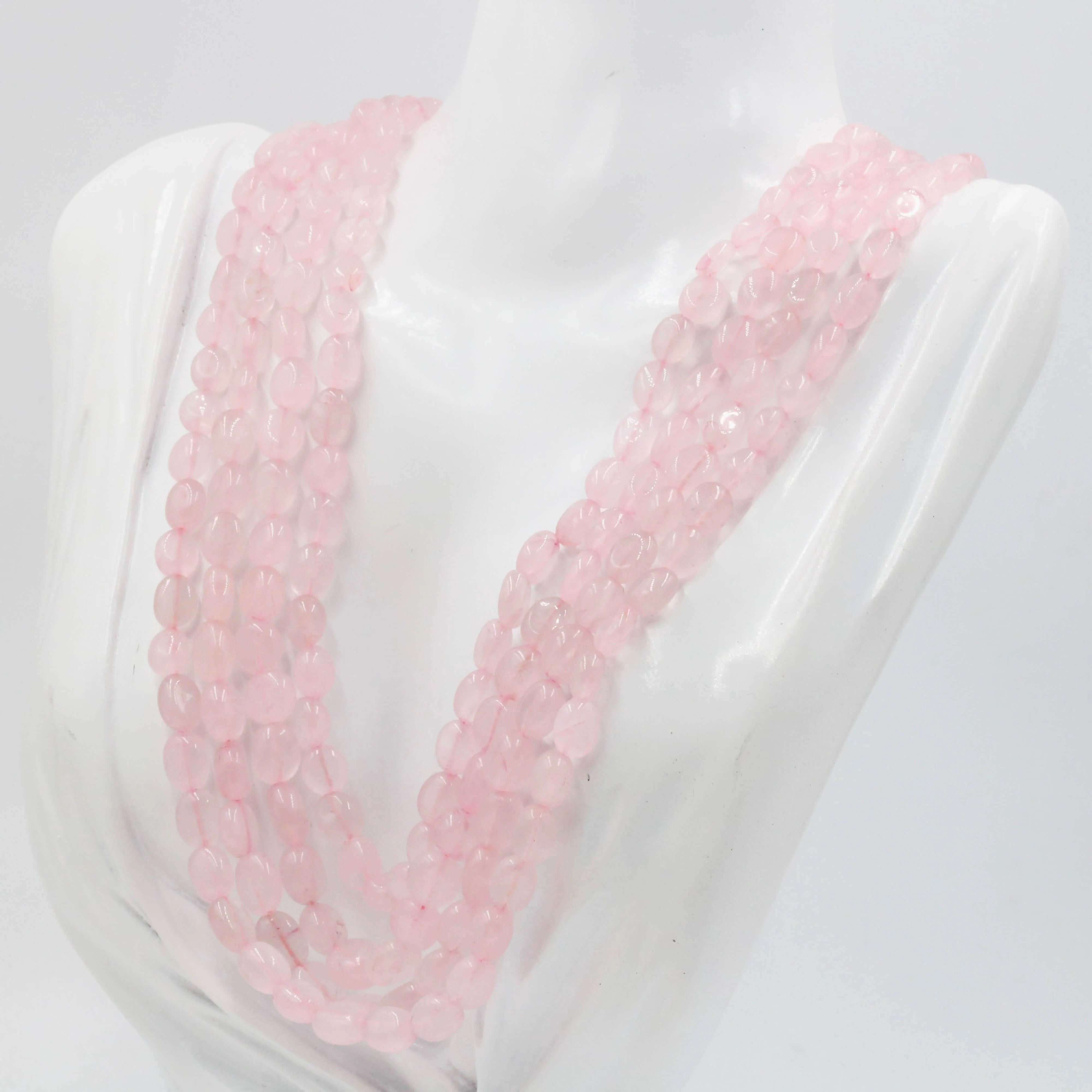 Rose Quartz Beaded Necklace Pink Quartz Rose Quartz Gemstone Necklace Beaded Necklace Layered Necklace Indian Necklace Quartz Sarafa SKU: 6143054
