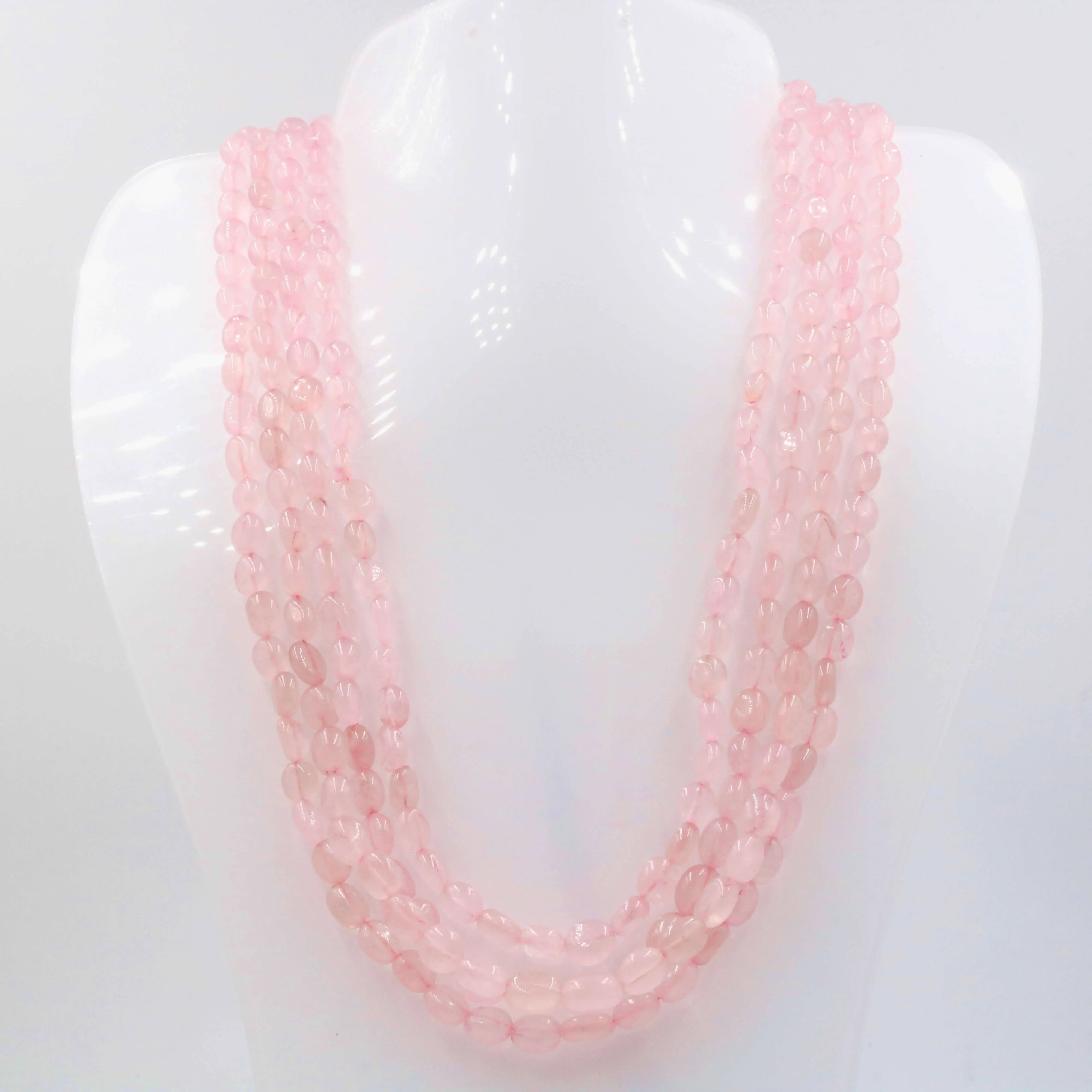 Rose Quartz Beaded Necklace Pink Quartz Rose Quartz Gemstone Necklace Beaded Necklace Layered Necklace Indian Necklace Quartz Sarafa SKU: 6143054