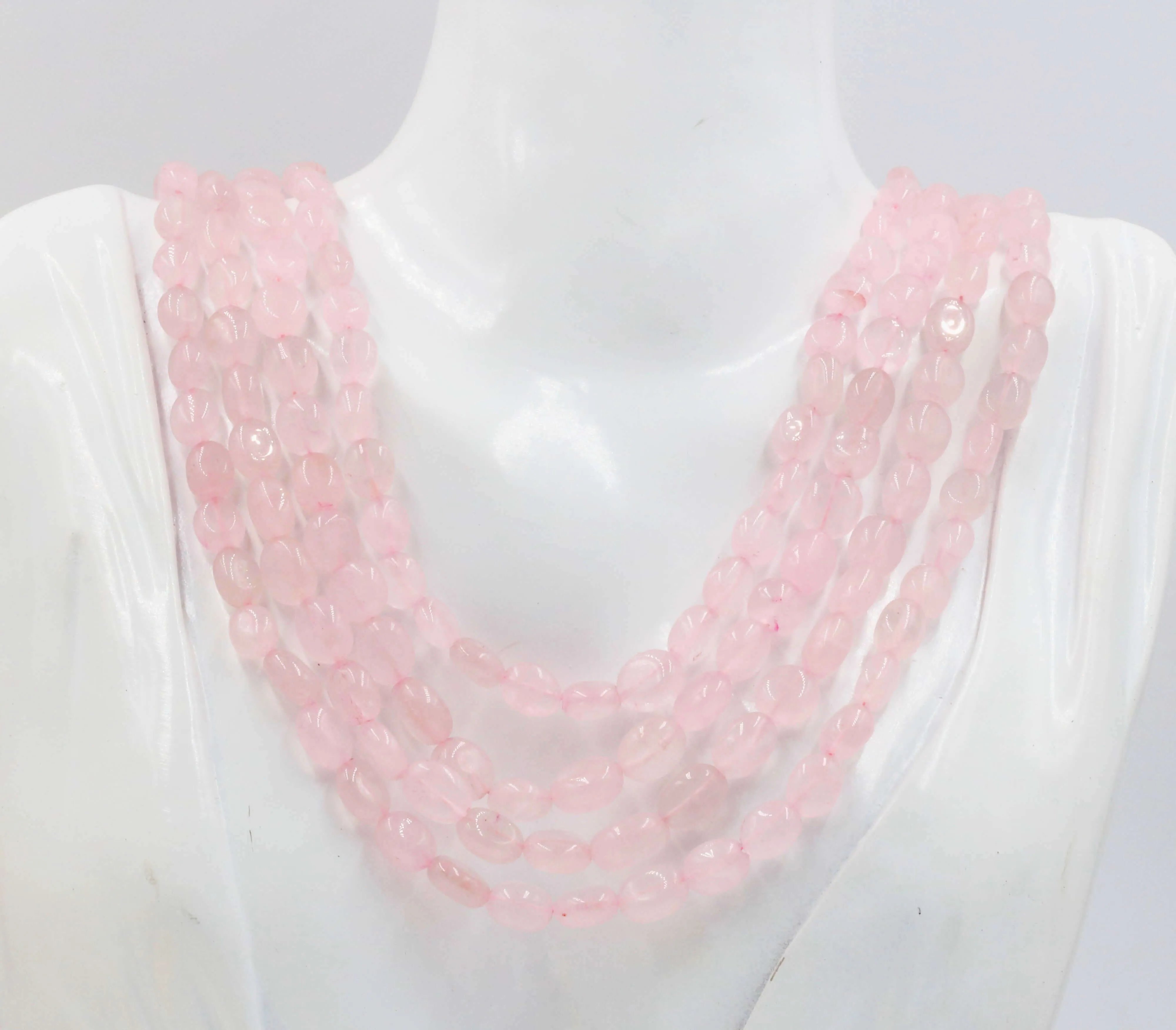 Rose Quartz Beaded Necklace Pink Quartz Rose Quartz Gemstone Necklace Beaded Necklace Layered Necklace Indian Necklace Quartz Sarafa SKU: 6143054