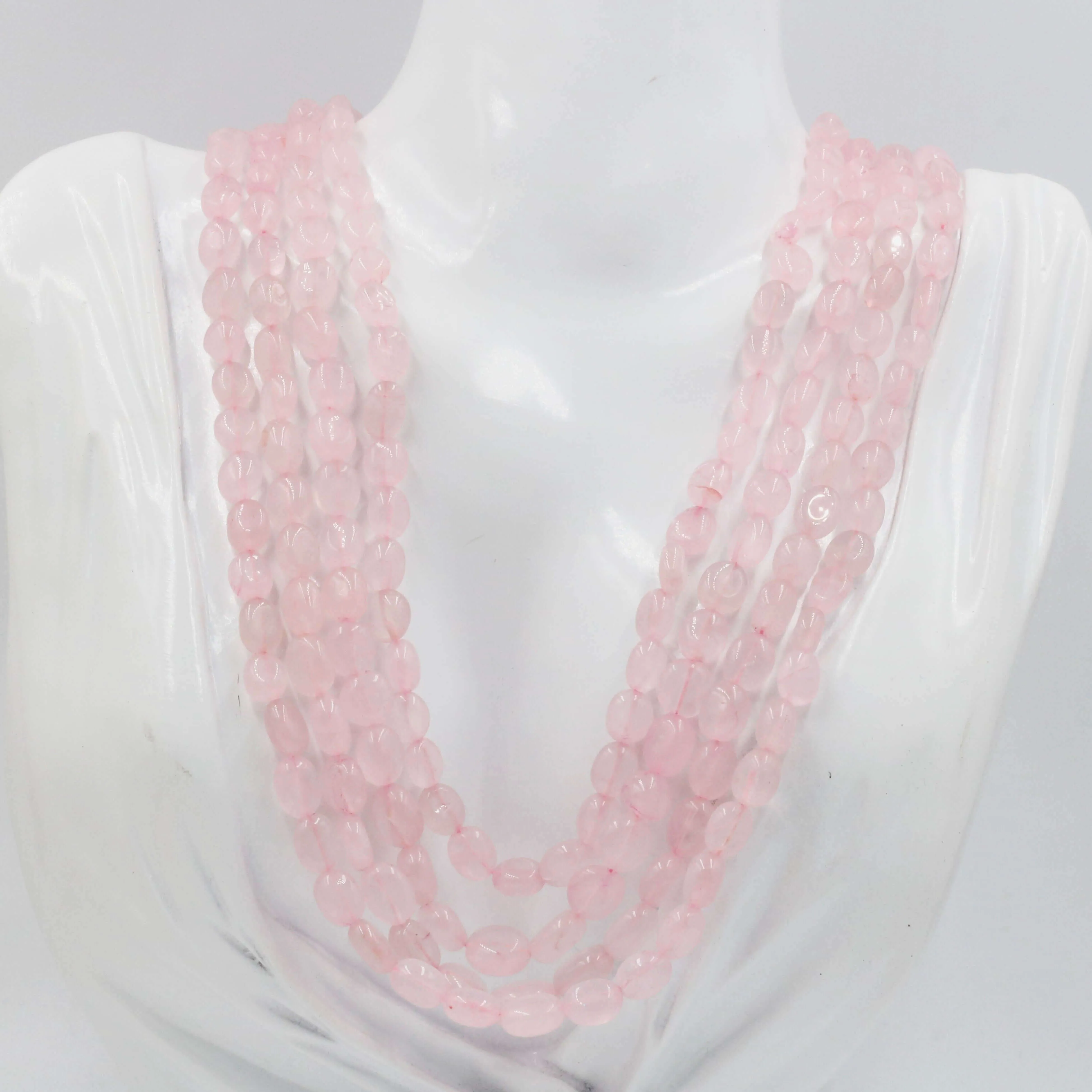 Rose Quartz Beaded Necklace Pink Quartz Rose Quartz Gemstone Necklace Beaded Necklace Layered Necklace Indian Necklace Quartz Sarafa SKU: 6143054