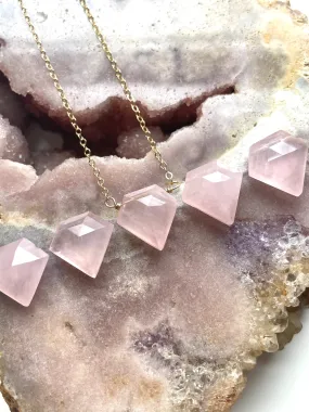 Rose Quartz Crystal Healing Necklace Silver or Gold Filled