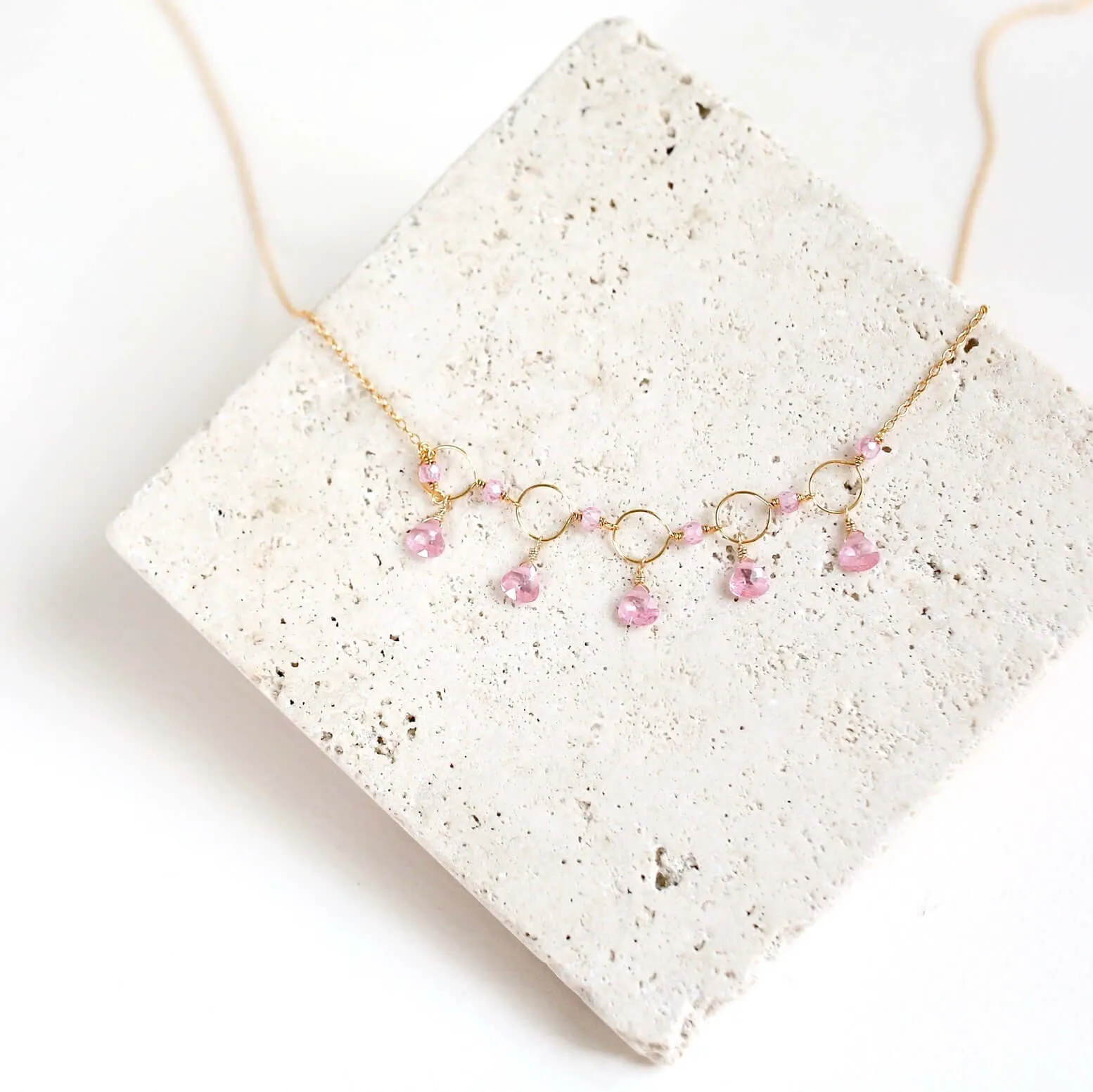 Rose Quartz Gemstone Mini Sparkler Necklace