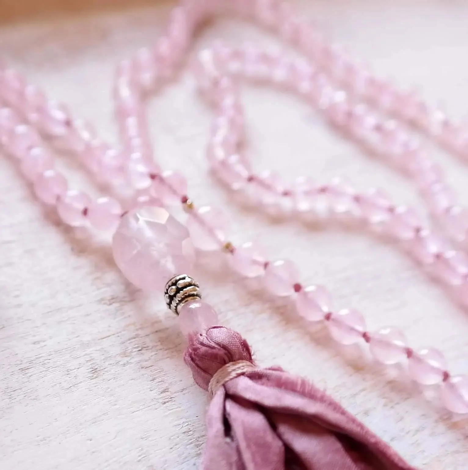 Rose Quartz Mala Necklace - Love Mala Beads