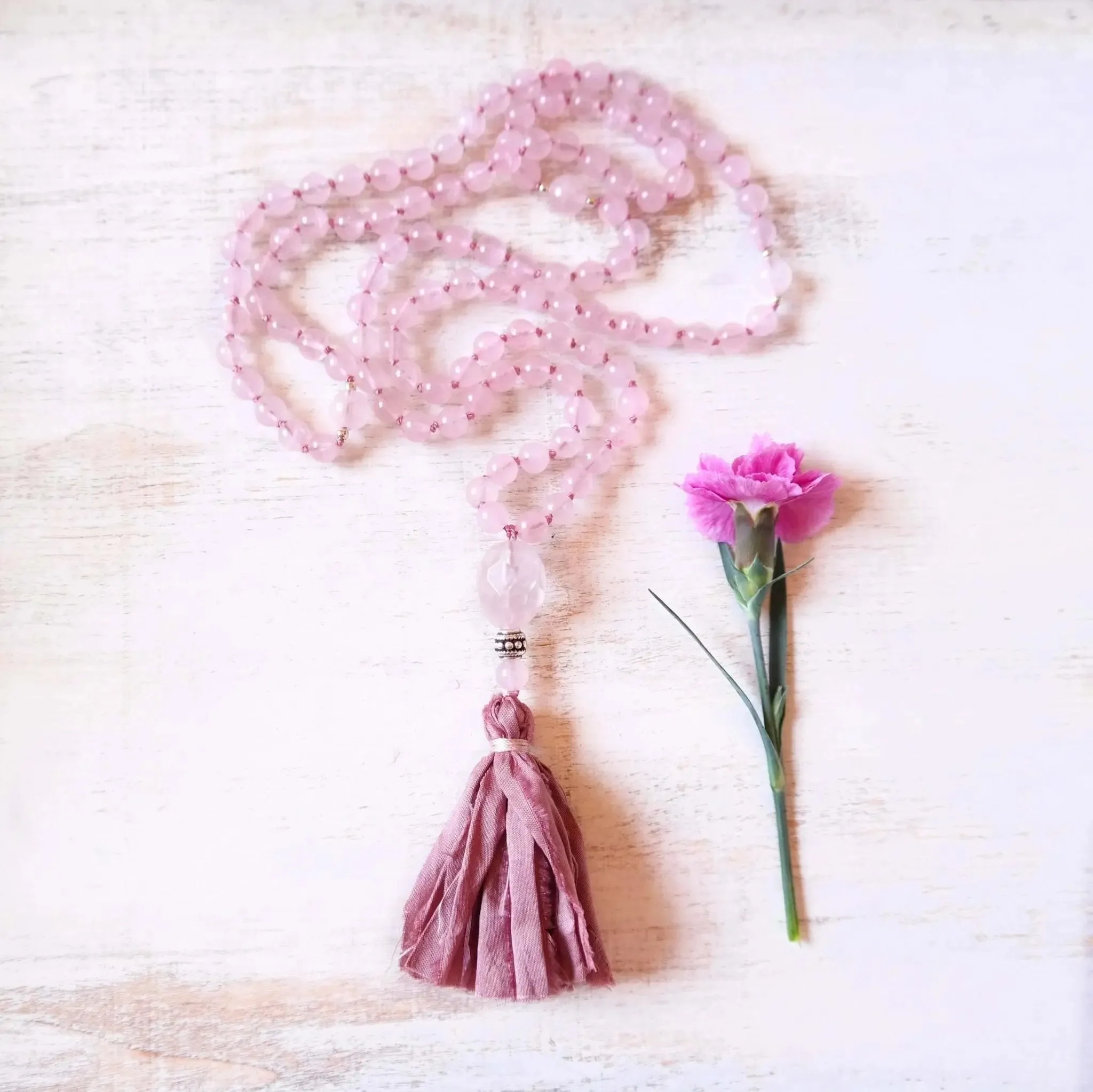 Rose Quartz Mala Necklace - Love Mala Beads