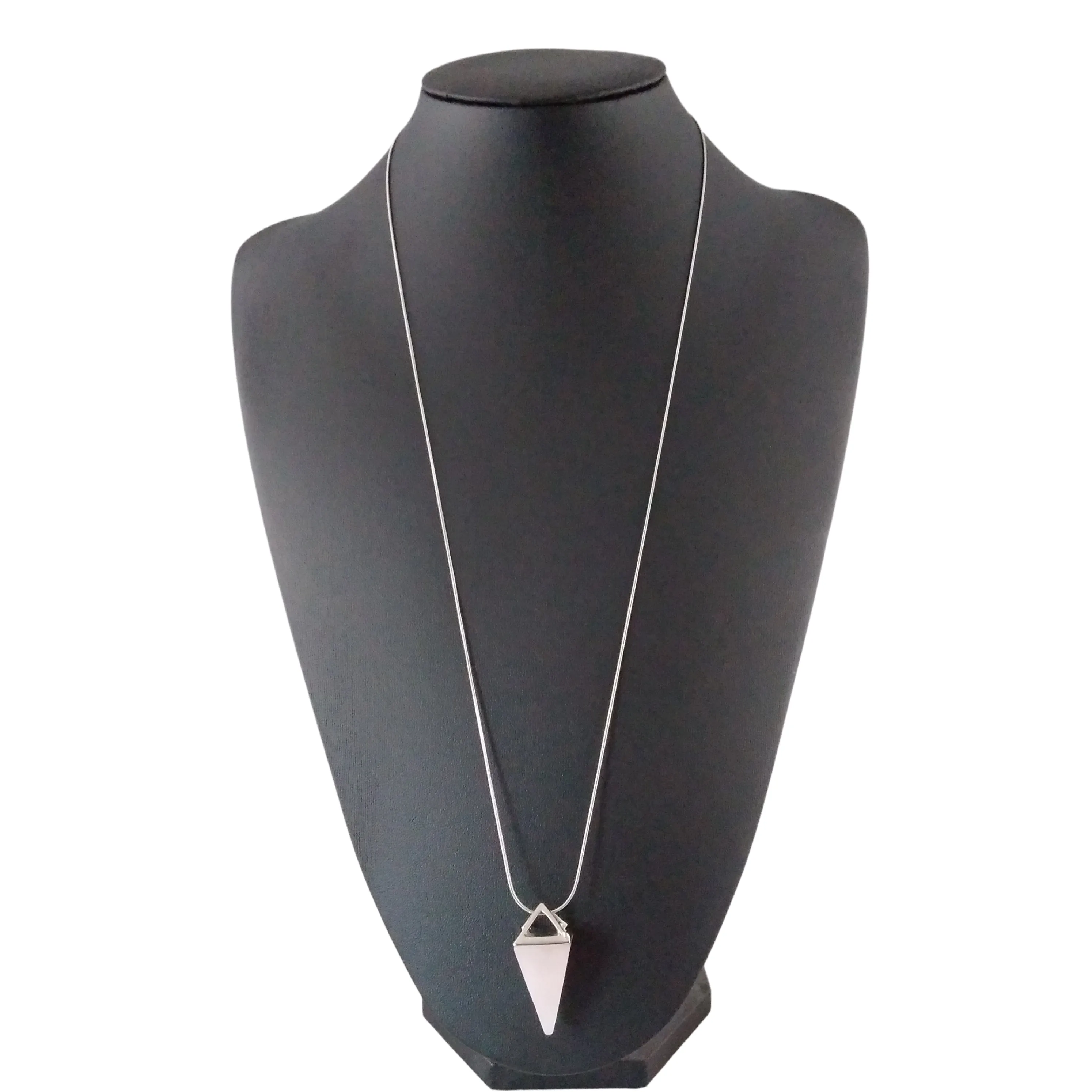 Rose Quartz Necklace Silver Pendulum