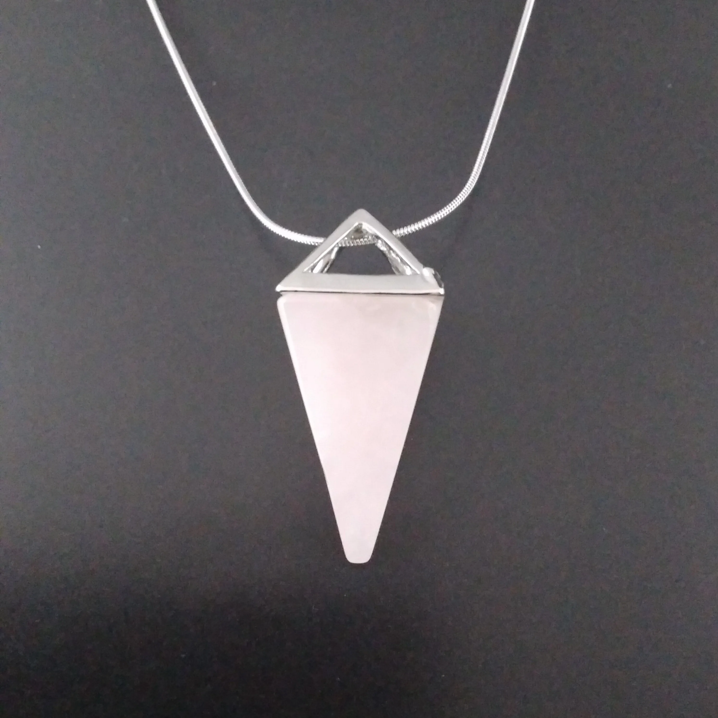 Rose Quartz Necklace Silver Pendulum