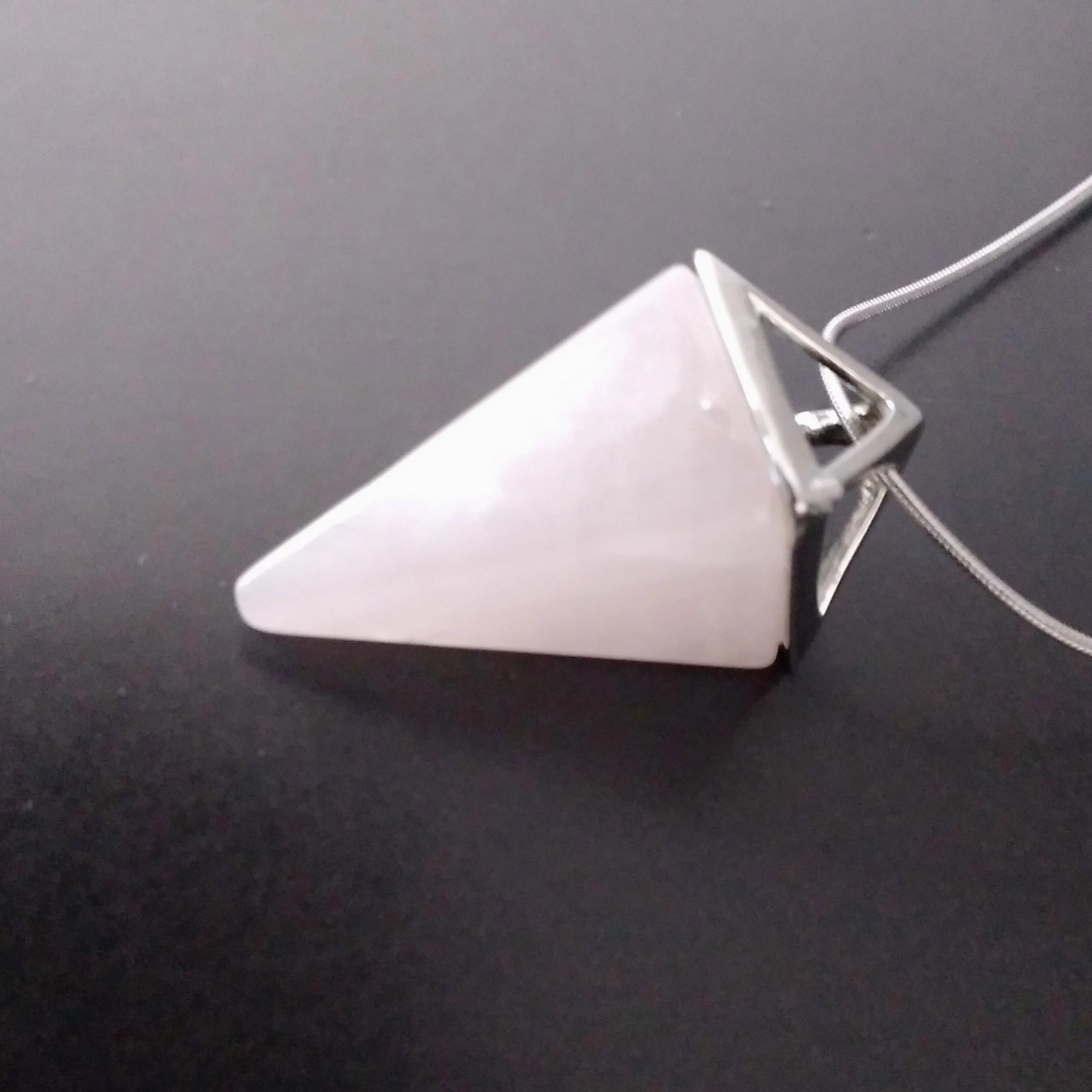 Rose Quartz Necklace Silver Pendulum