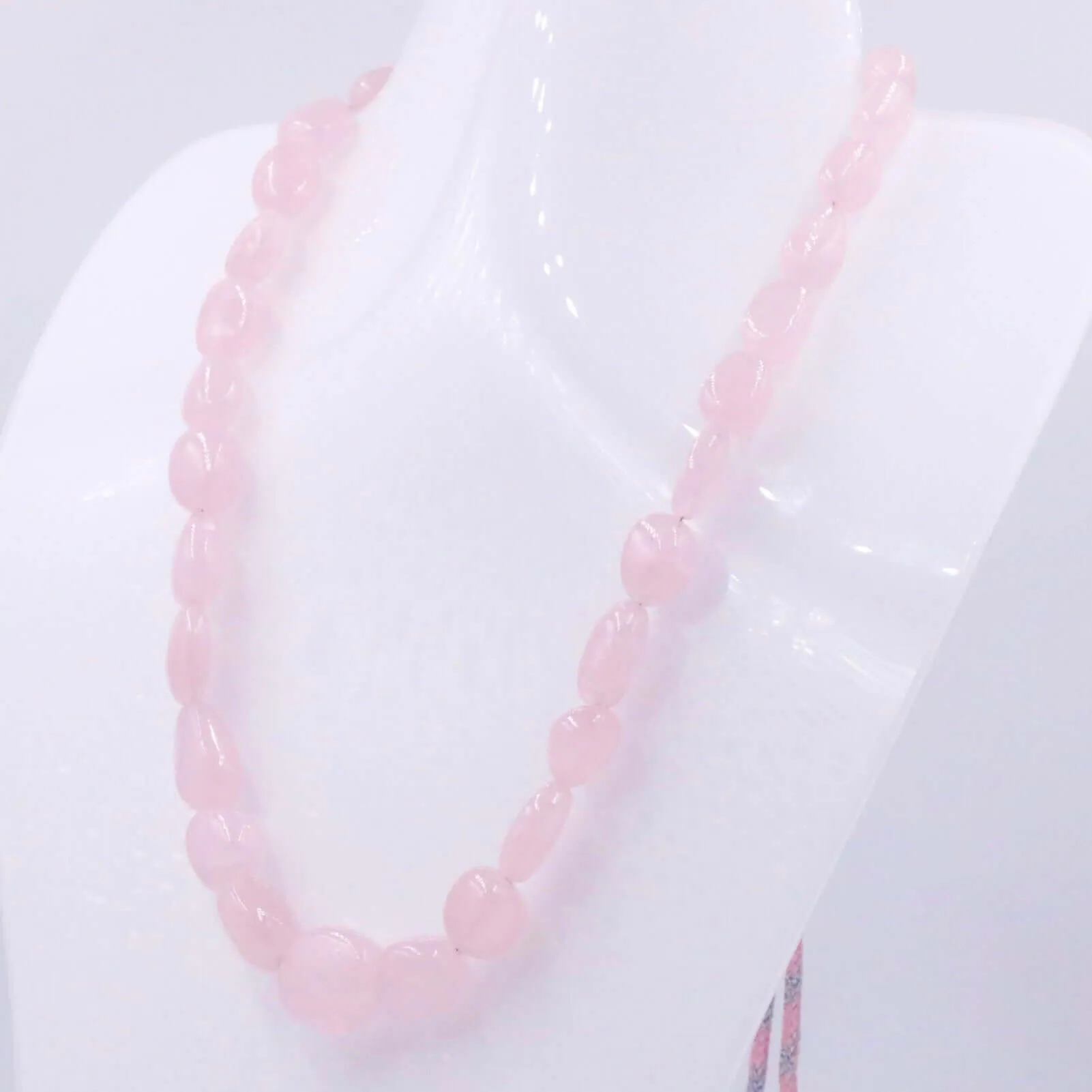 Rose Quartz Nugget Necklace Gemstone Necklace Pink Necklace Sarafa Necklace Indian Necklace Single Strand Necklace SKU 6143191