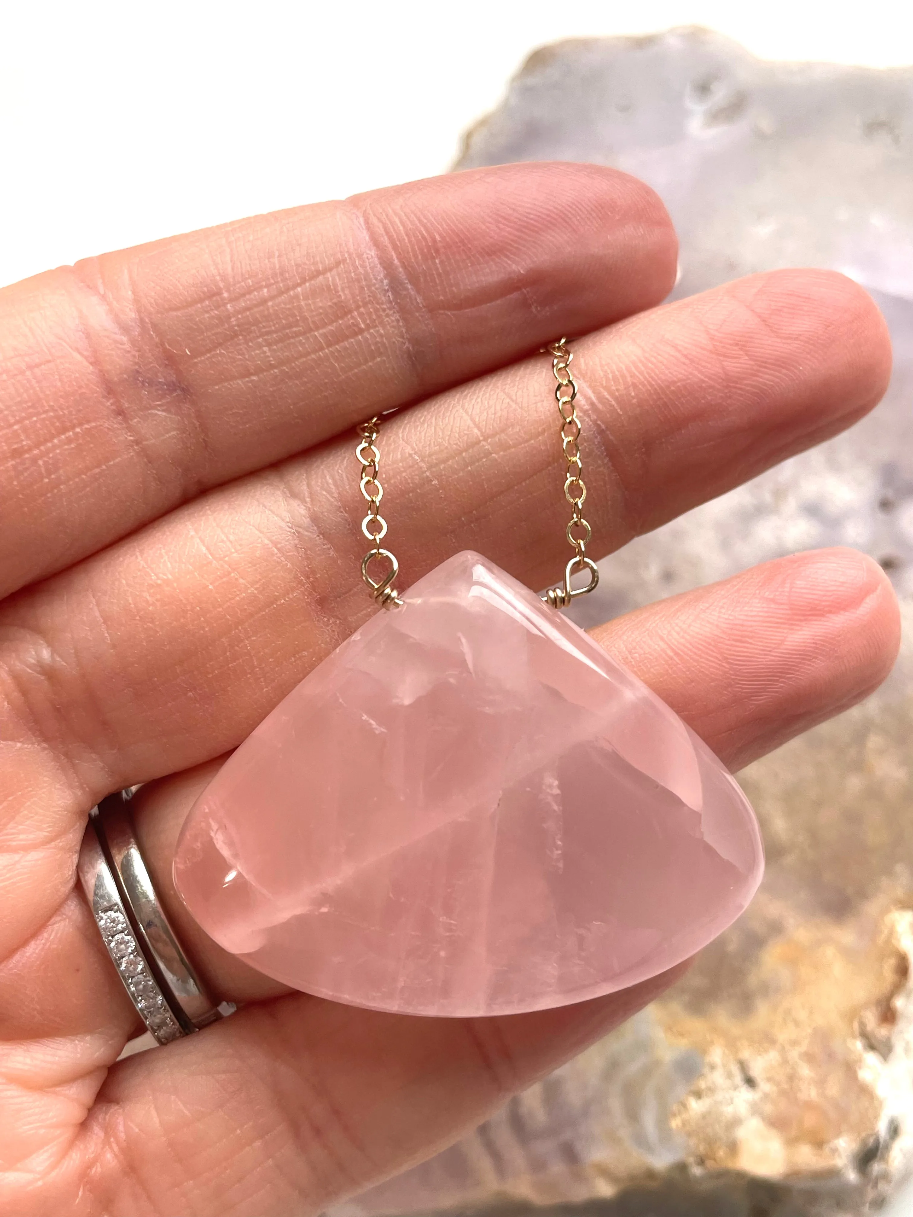 Rose Quartz Pendant Necklace