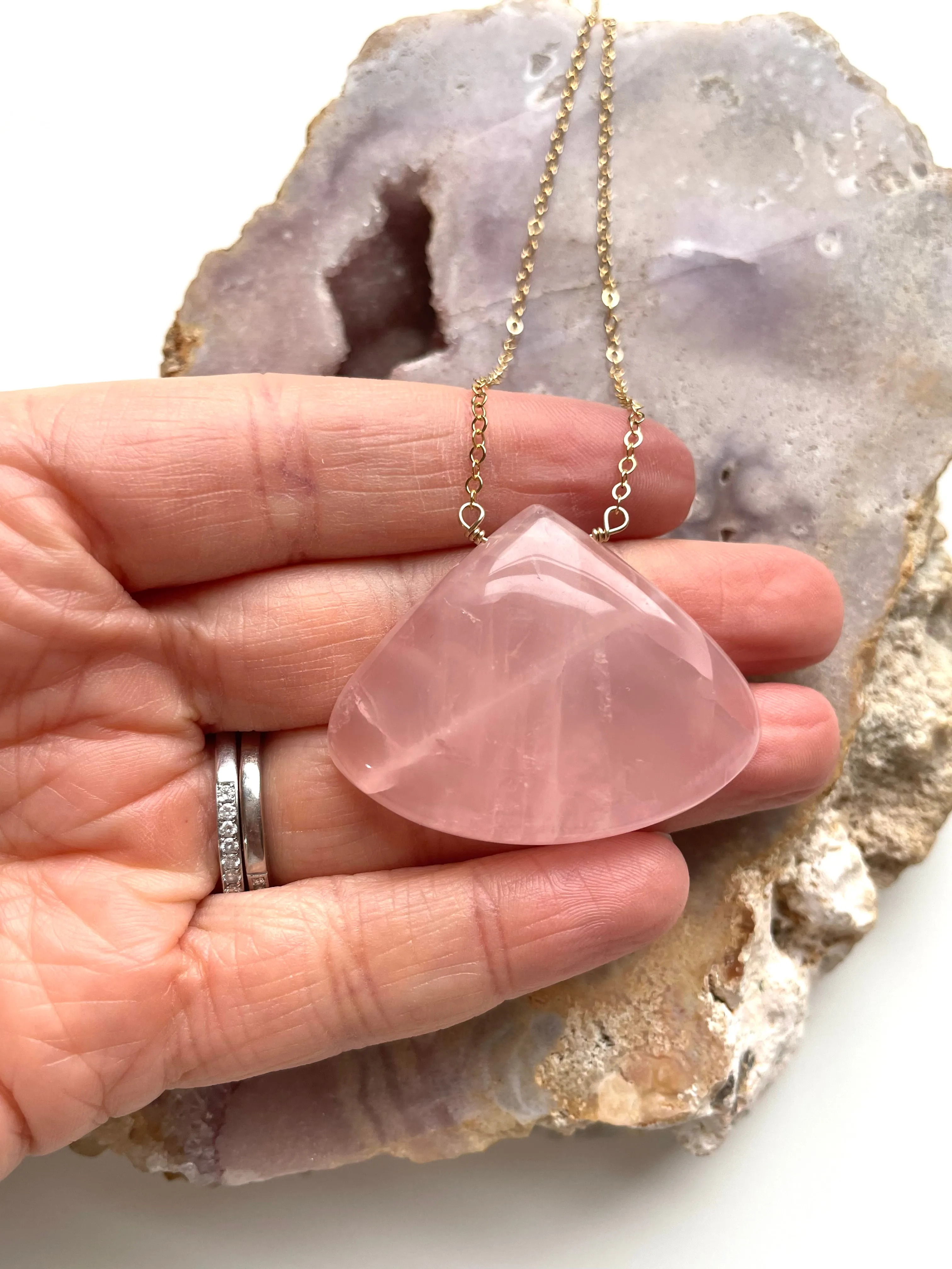 Rose Quartz Pendant Necklace