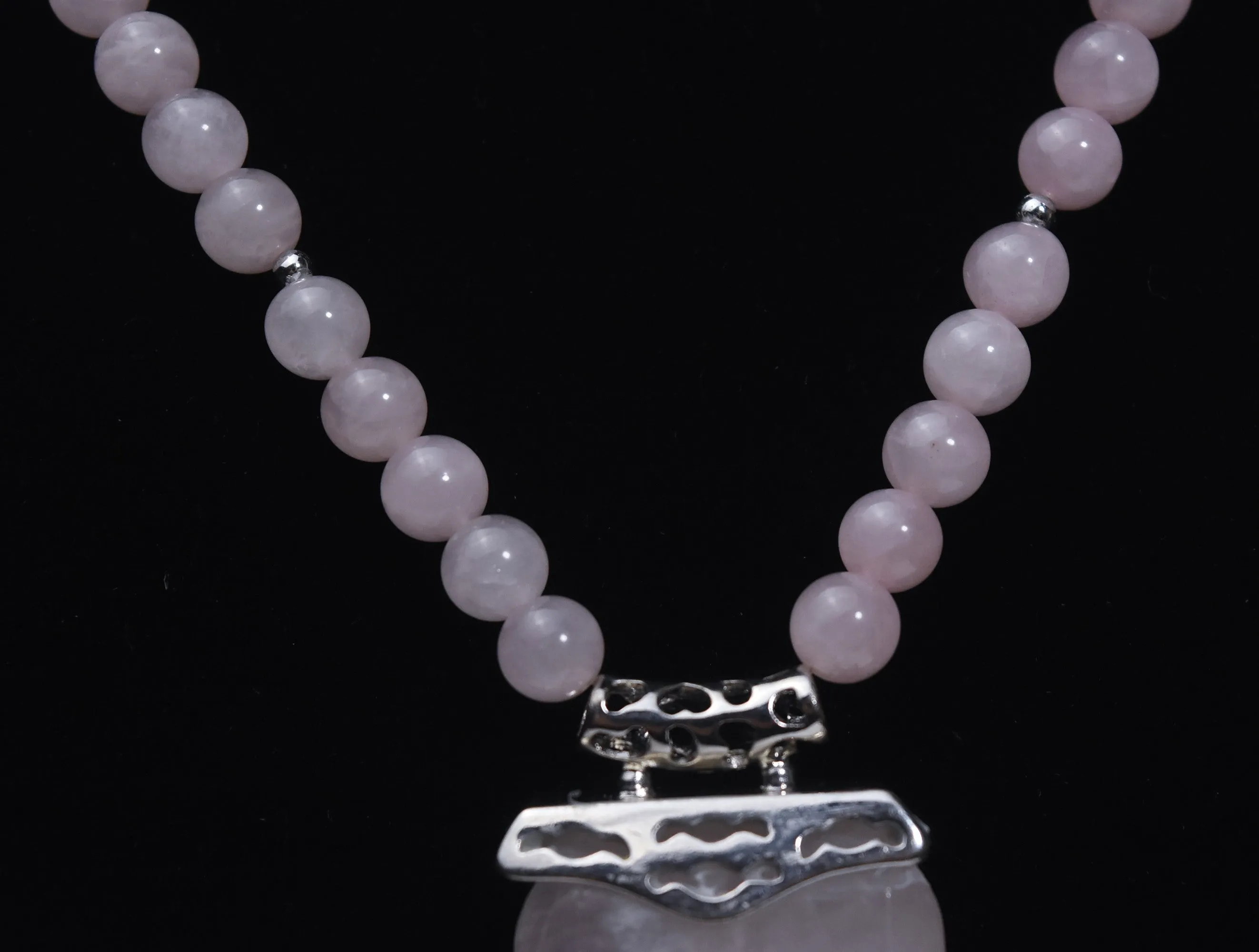 Rose Quartz Pendant Rose Quartz Bead Necklace