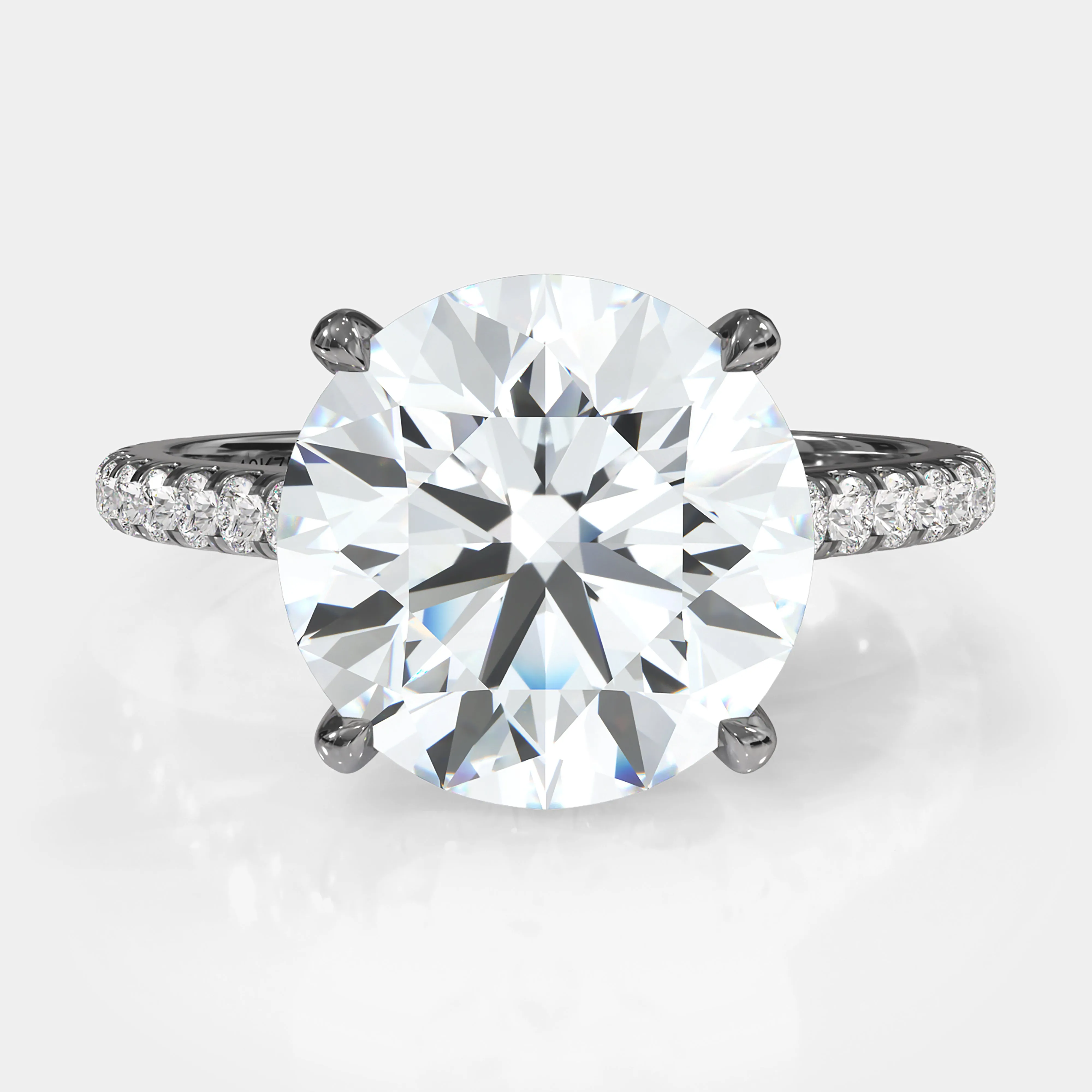 Round Brilliant With Pave Diamond Ring