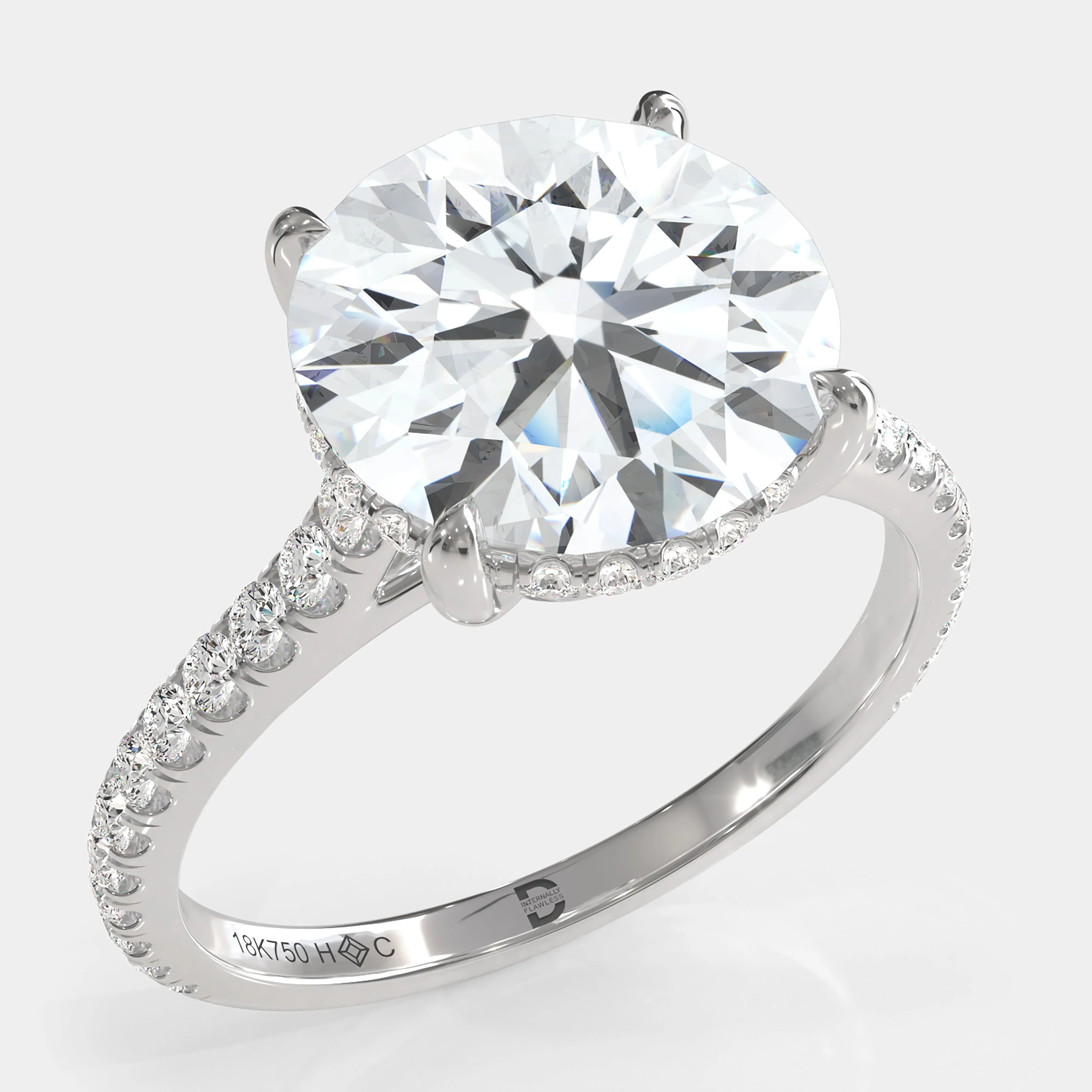 Round Brilliant With Pave Diamond Ring