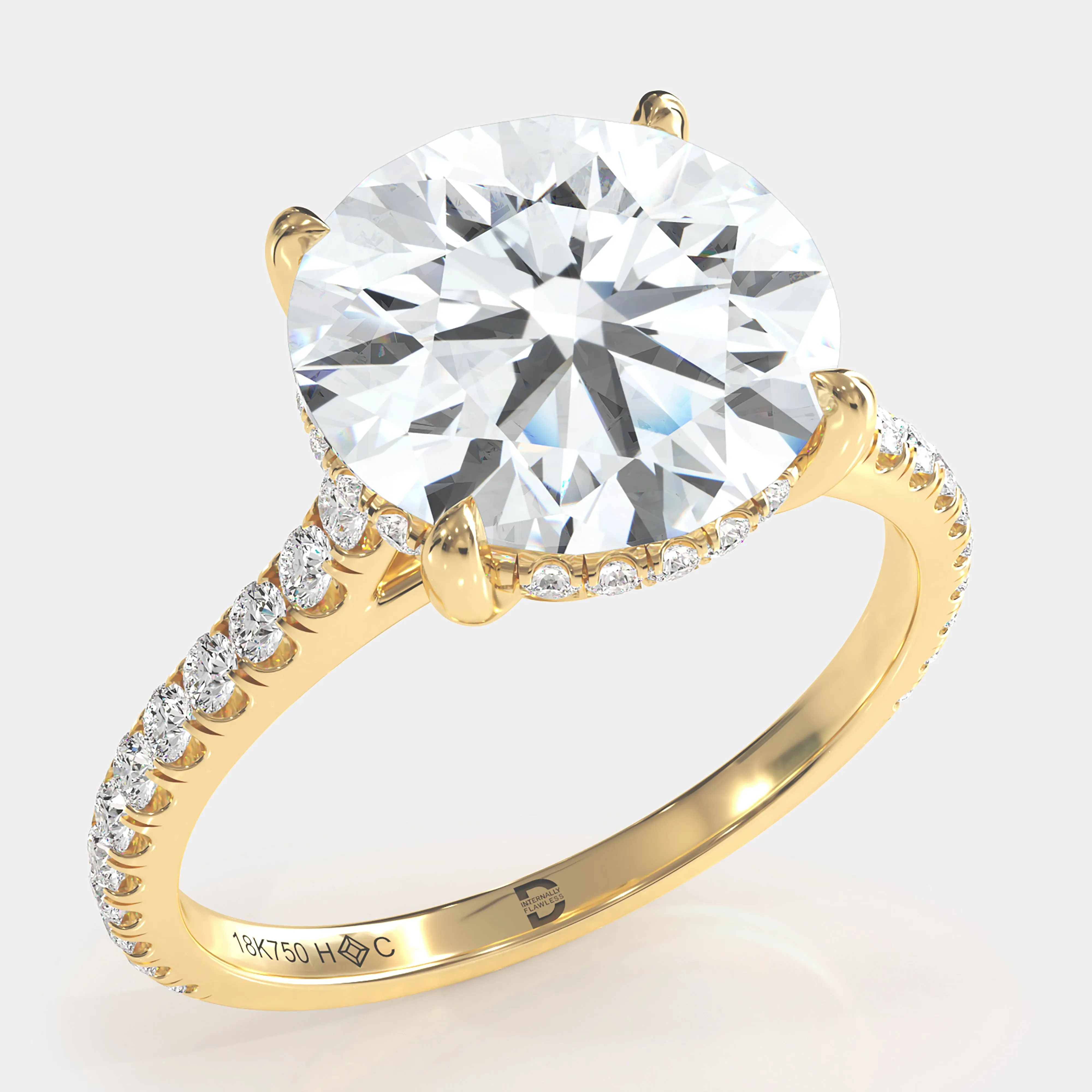 Round Brilliant With Pave Diamond Ring