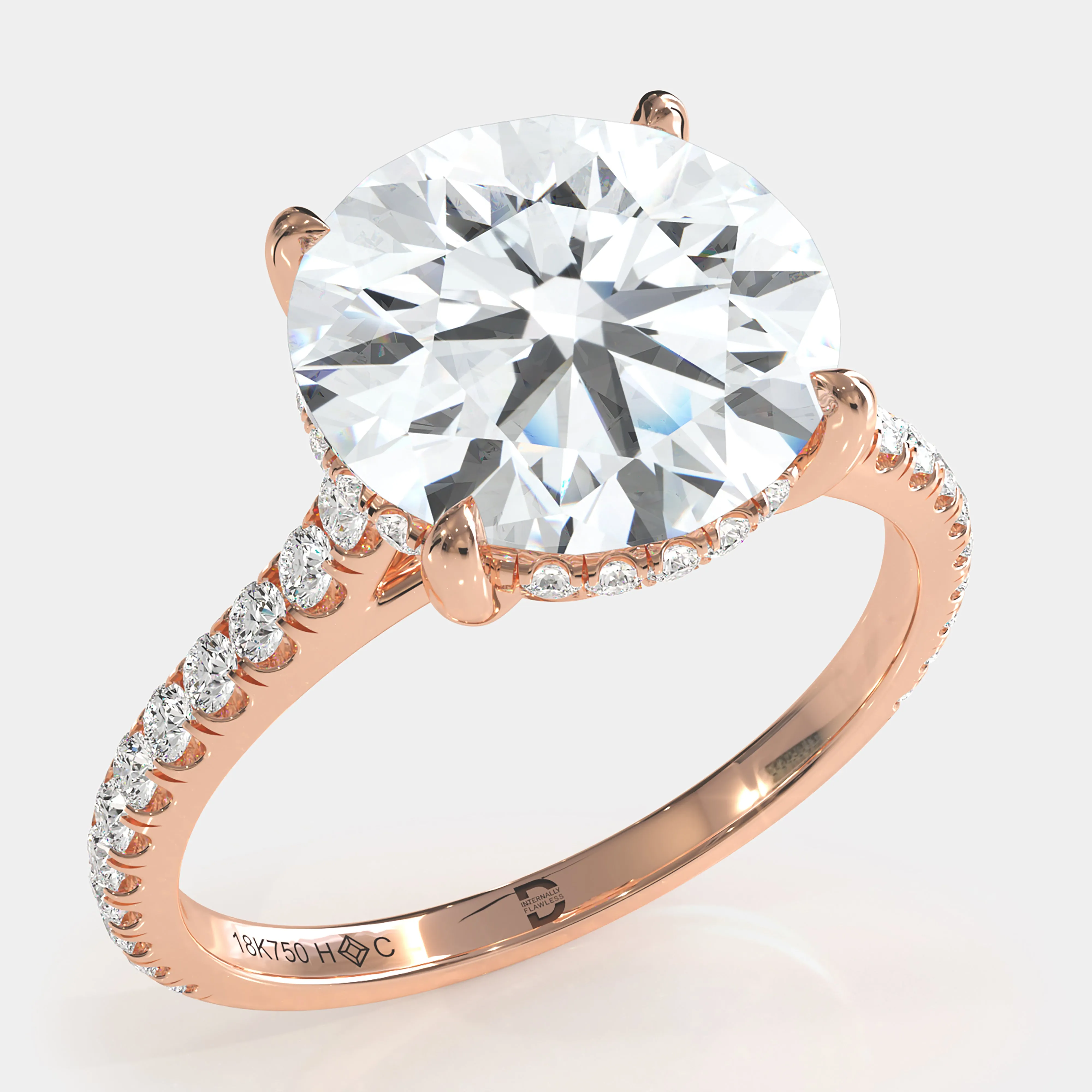 Round Brilliant With Pave Diamond Ring