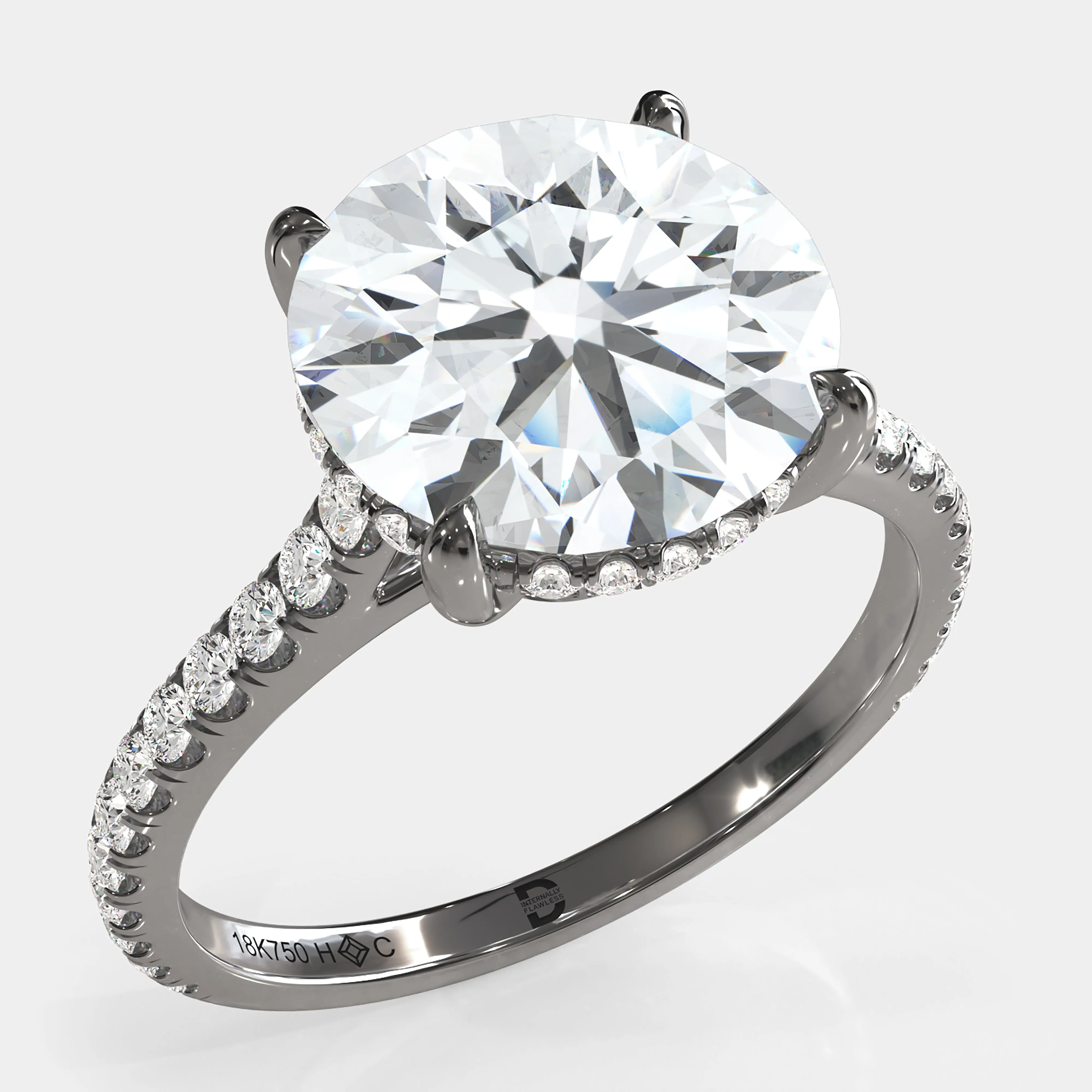 Round Brilliant With Pave Diamond Ring
