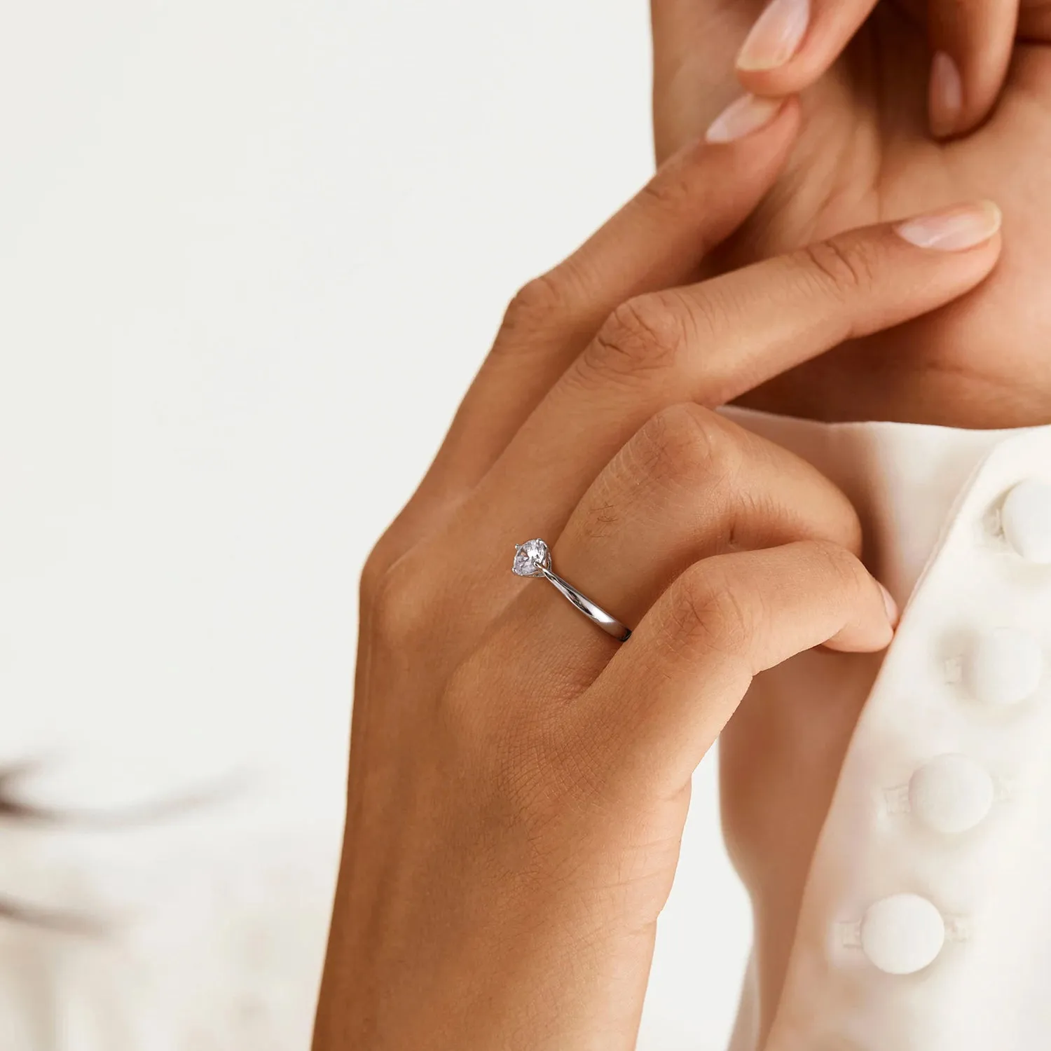 Round Cut Zirconia Solitaire Ring