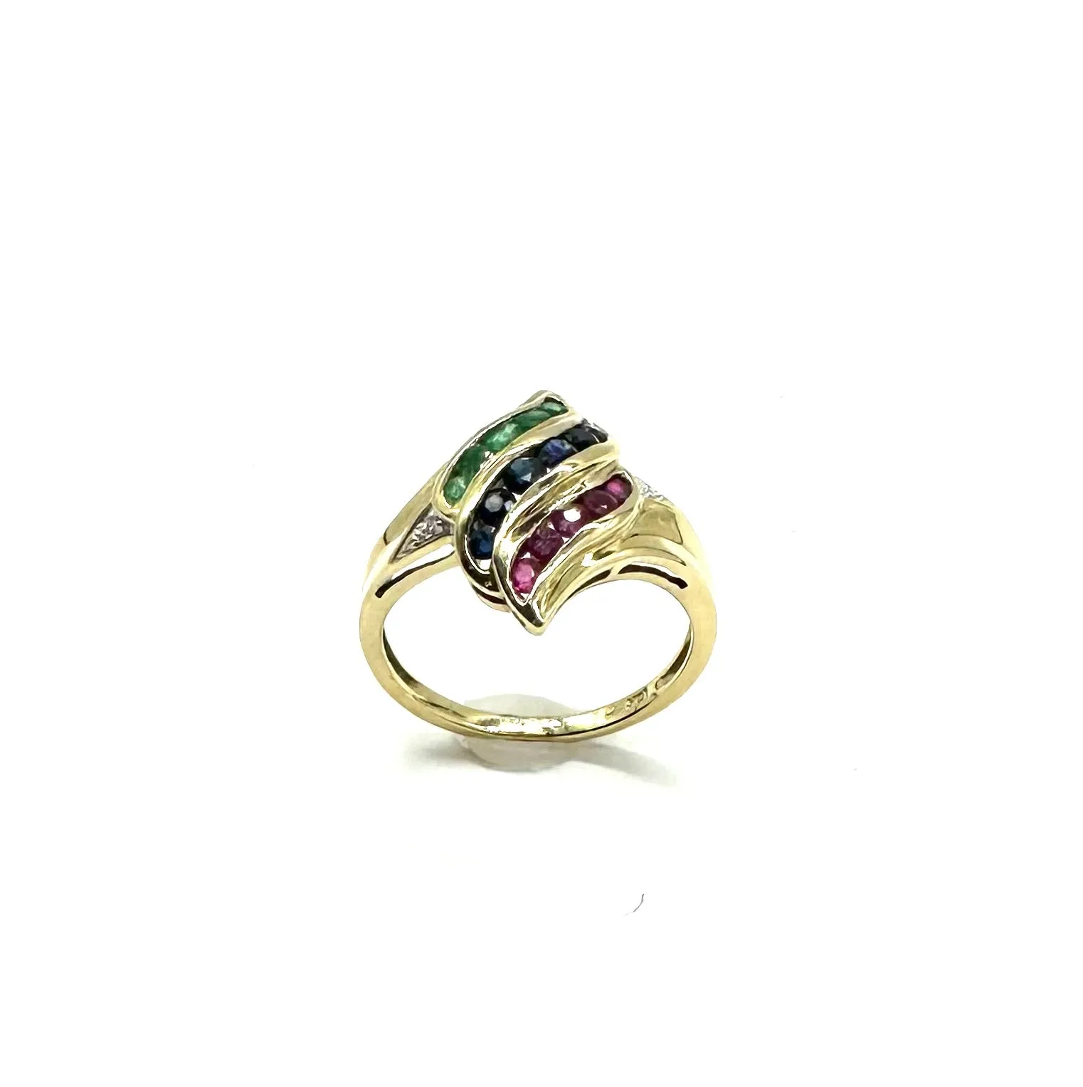 Ruby, Sapphire & Emerald 3 Row Ring
