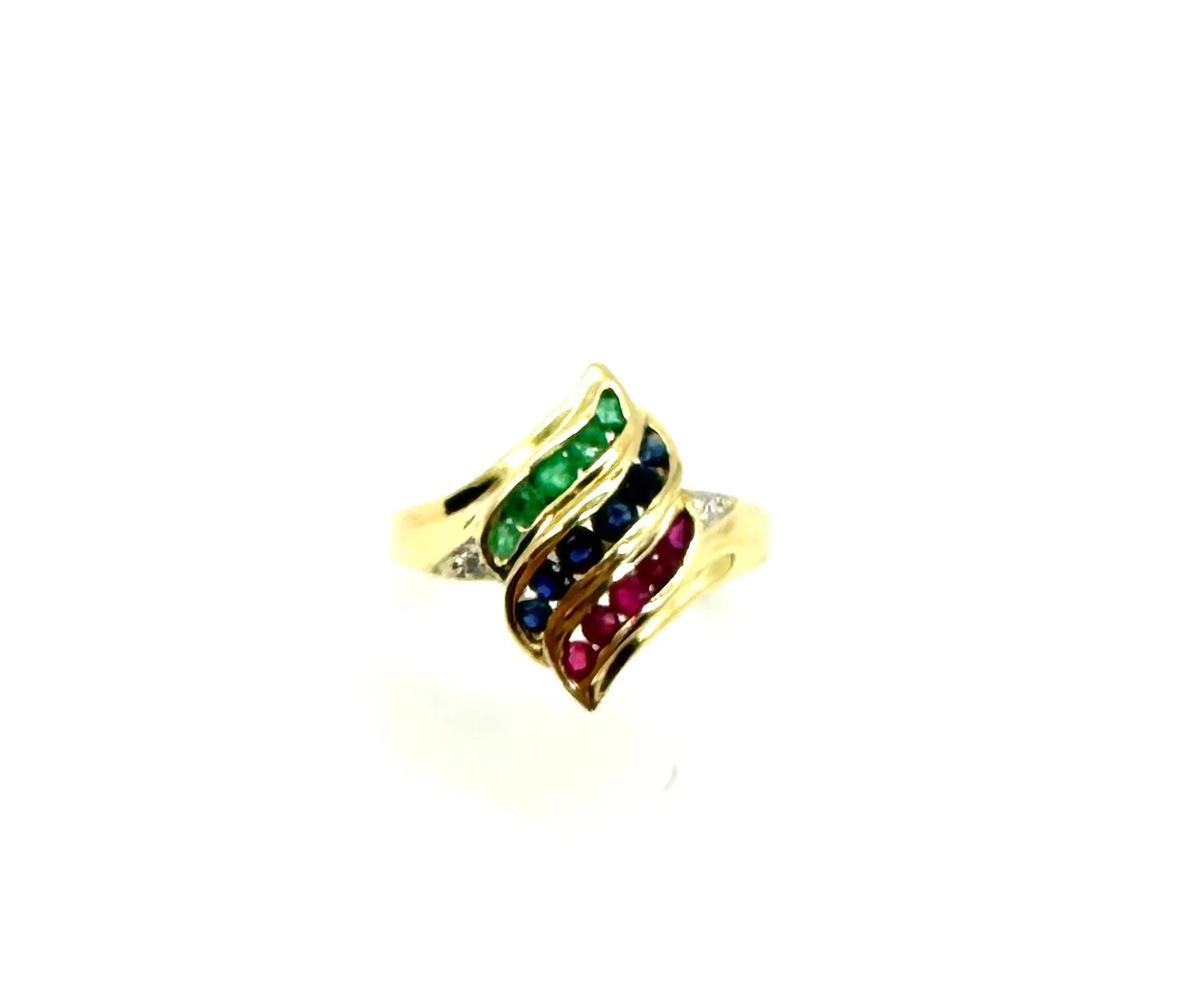 Ruby, Sapphire & Emerald 3 Row Ring