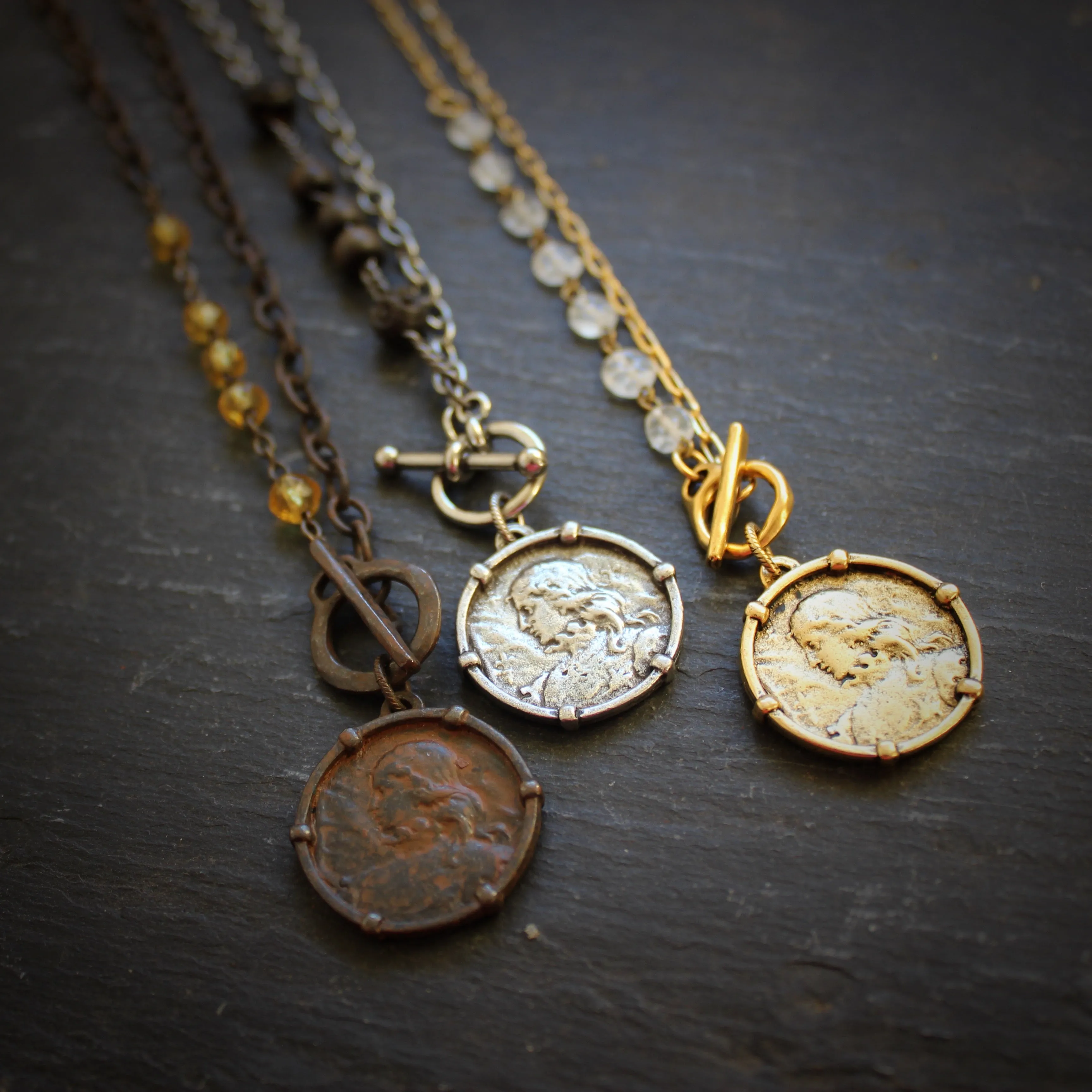 Rustic Joan of Arc Medal Necklace